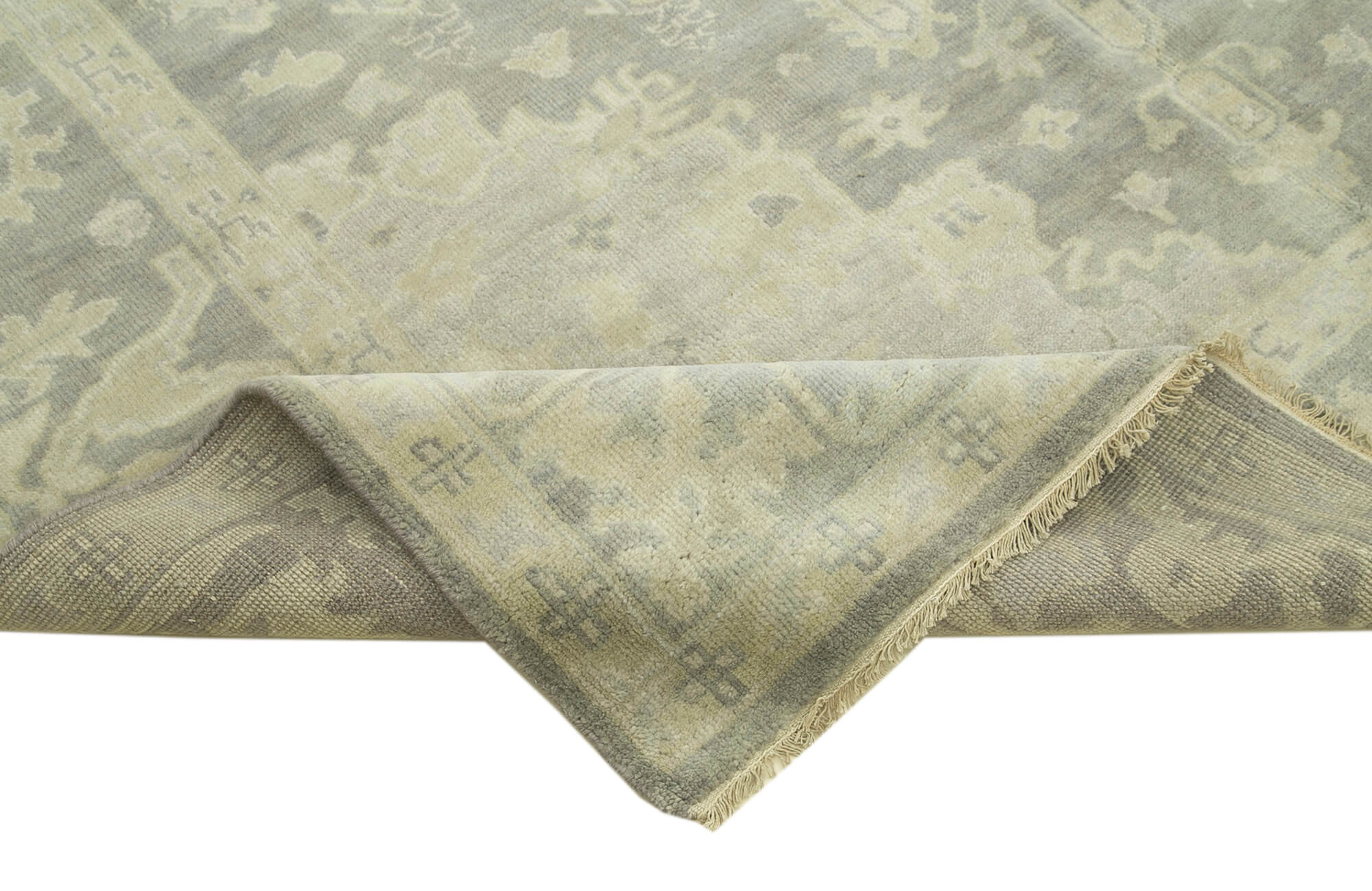 Handmade Wool Area Rug – Vintage Turkish Carpet, Classic Cotton Rug 8'x9'9'' Grey