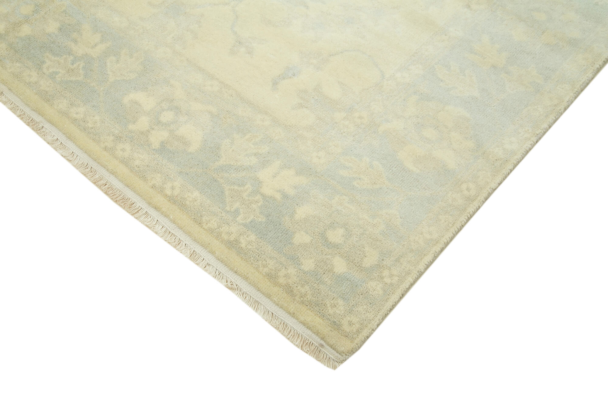 Handmade Wool Area Rug - Tebriz Classic Beige Cotton Wool Rug 7'10''x9'8''