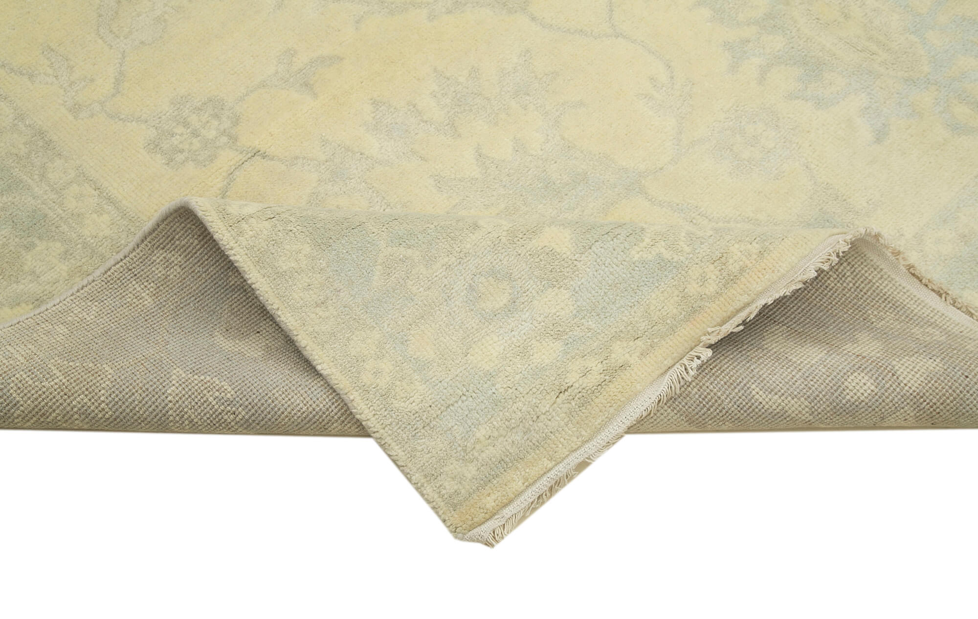 Handmade Wool Area Rug - Tebriz Classic Beige Cotton Wool Rug 7'10''x9'8''