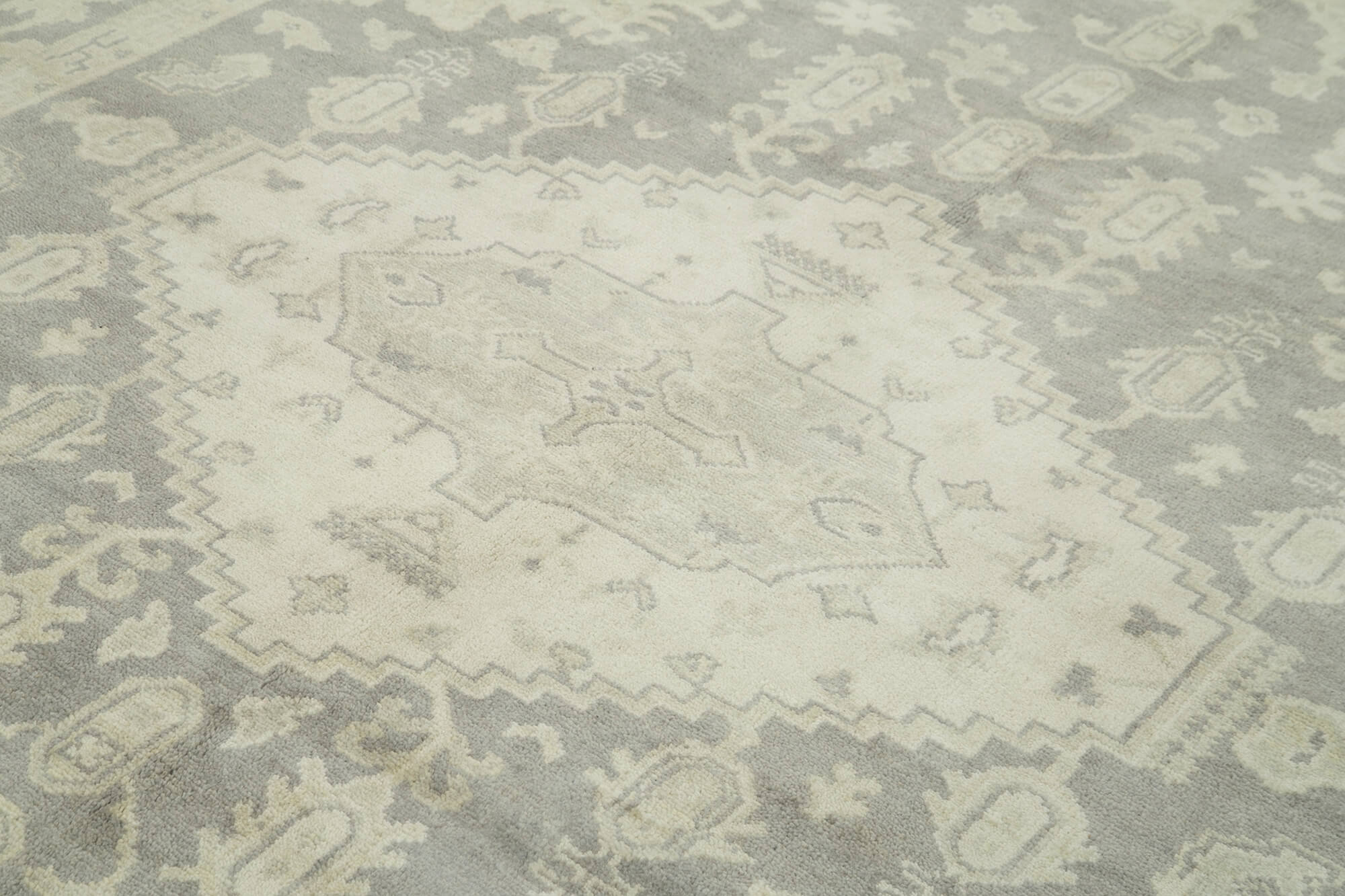 Handmade Wool Area Rug - Tebriz Grey Classic Cotton Wool Carpet 7'9''x9'11''