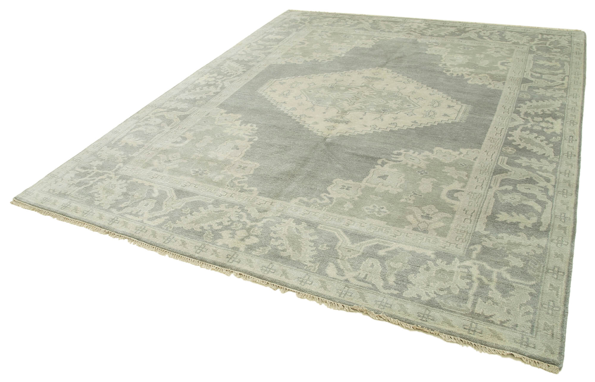 Handmade Wool Area Rug – Tebriz Grey Classic Cotton Rug 7'10'' x 9'8'' by Agacan