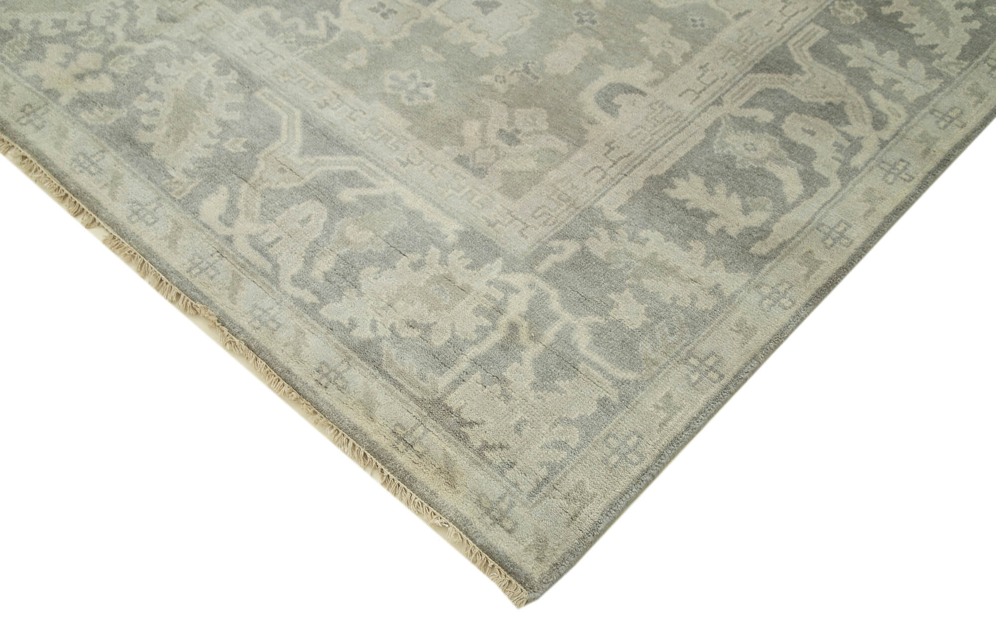 Handmade Wool Area Rug – Tebriz Grey Classic Cotton Rug 7'10'' x 9'8'' by Agacan
