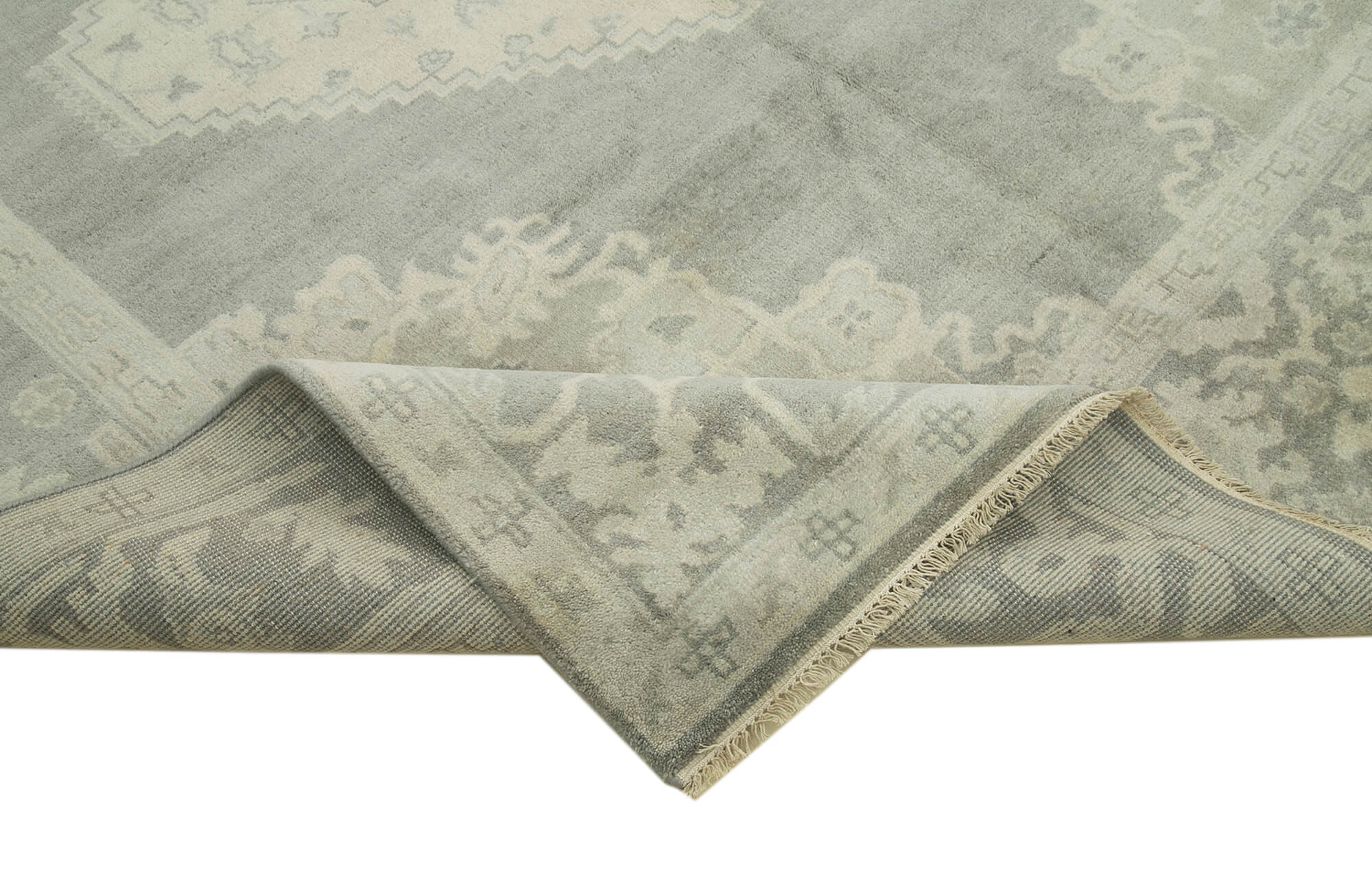 Handmade Wool Area Rug – Tebriz Grey Classic Cotton Rug 7'10'' x 9'8'' by Agacan