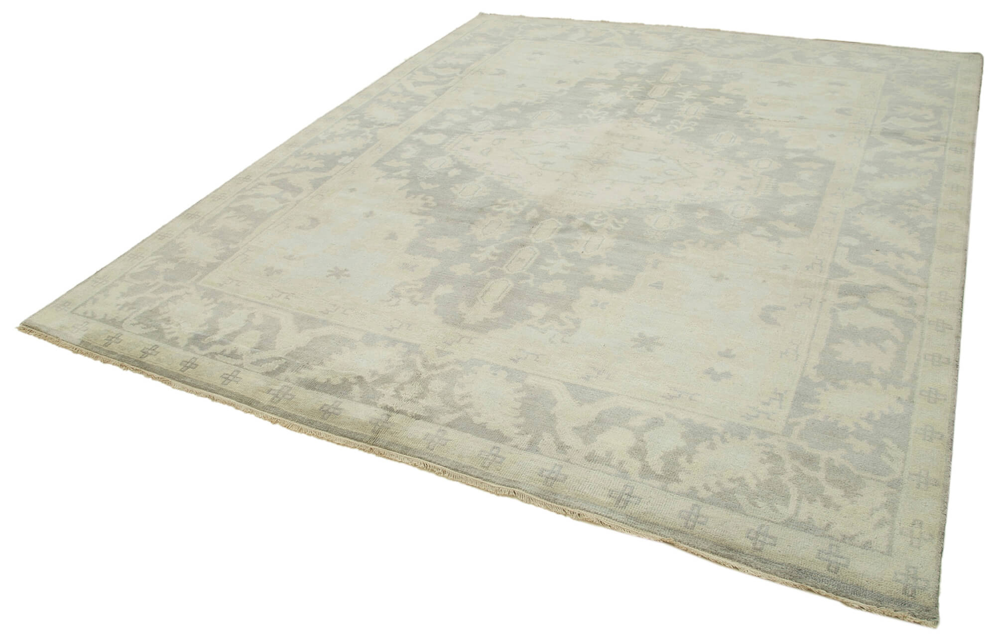 Handmade Cotton Wool Rug | Vintage Turkish Carpet – Soft Wool Area Rug, Beige Classic