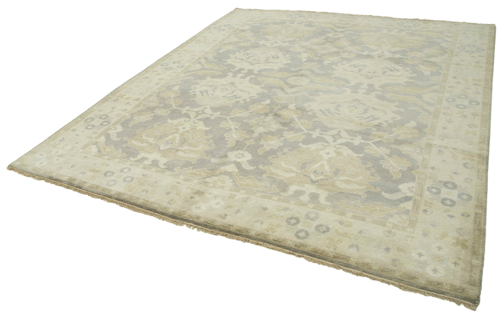 Handmade Wool Area Rug – Tebriz Classic Beige Cotton Wool Rug 8'4''x9'10''