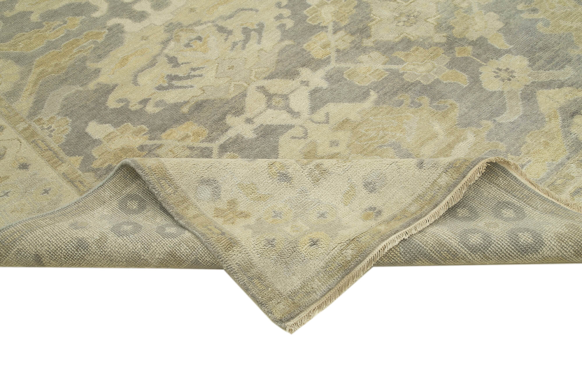 Handmade Wool Area Rug – Tebriz Classic Beige Cotton Wool Rug 8'4''x9'10''