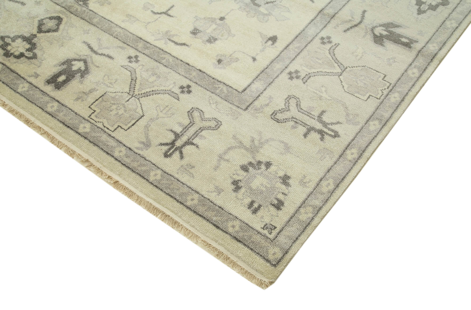 Handmade Wool Area Rug – Classic Beige Carpet 8'2'' x 9'11'' Cotton Wool Rug