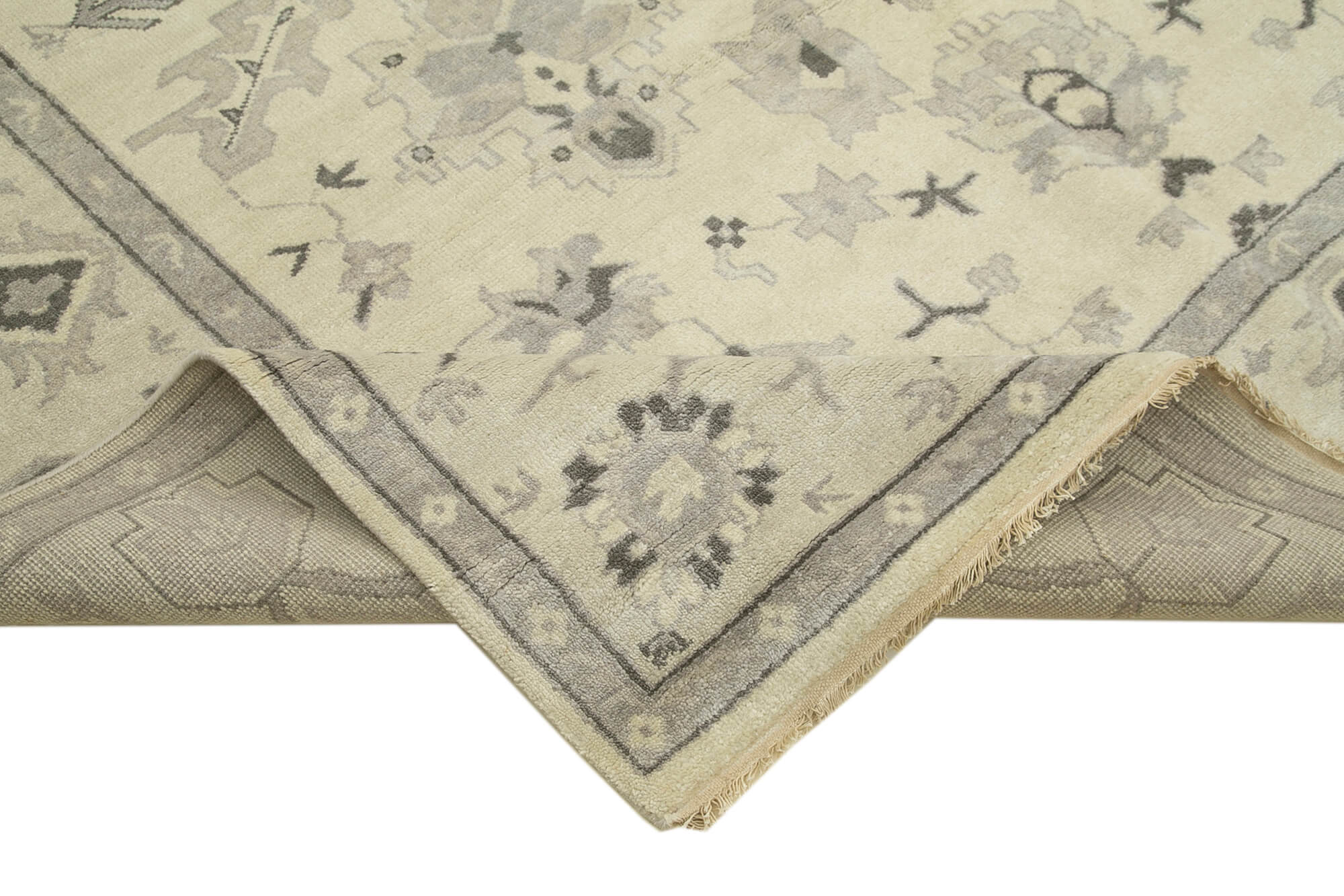 Handmade Wool Area Rug – Classic Beige Carpet 8'2'' x 9'11'' Cotton Wool Rug