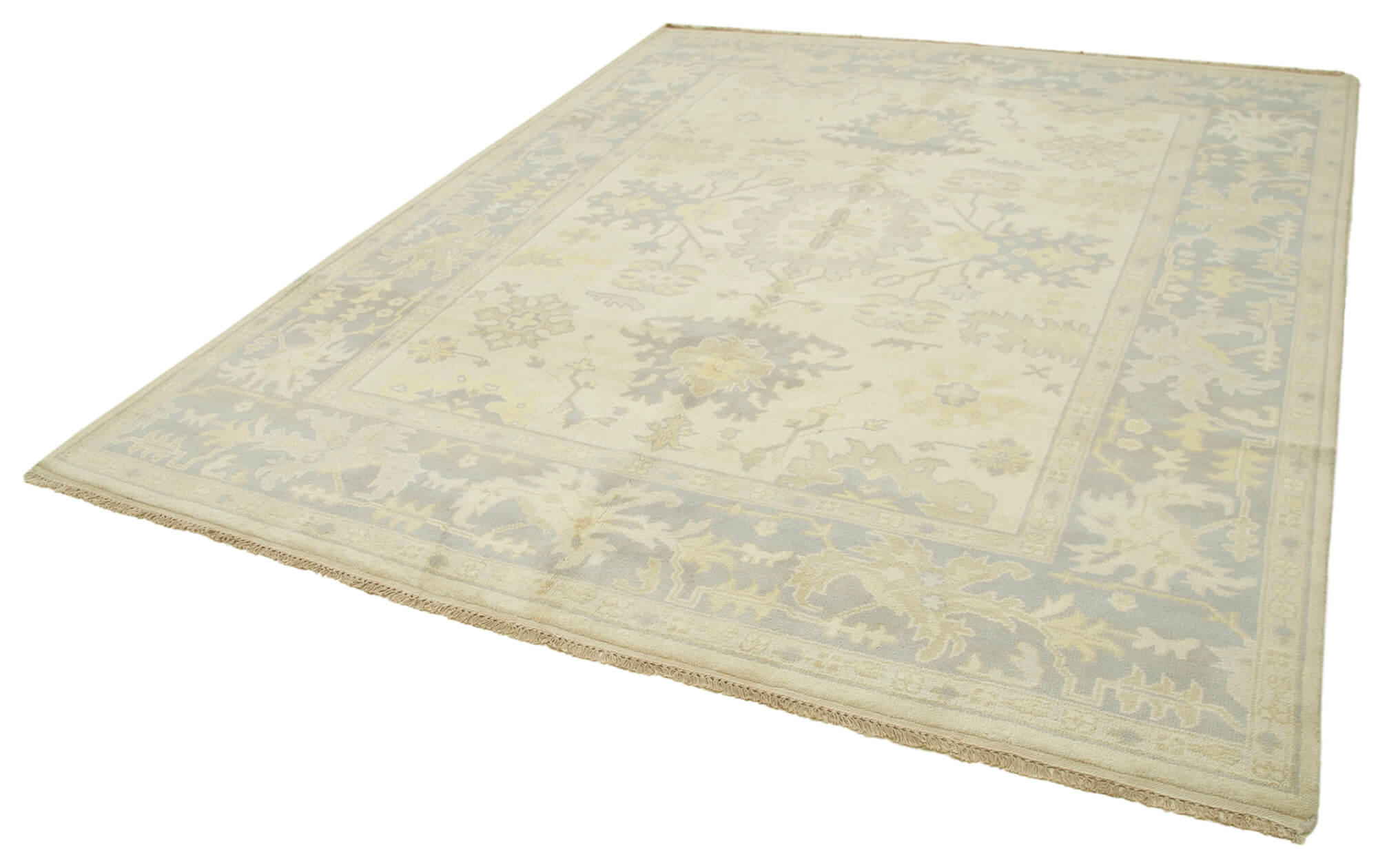 Handmade Wool Area Rug – Tebriz Classic Beige Cotton Wool Carpet 8'2'' x 9'10''