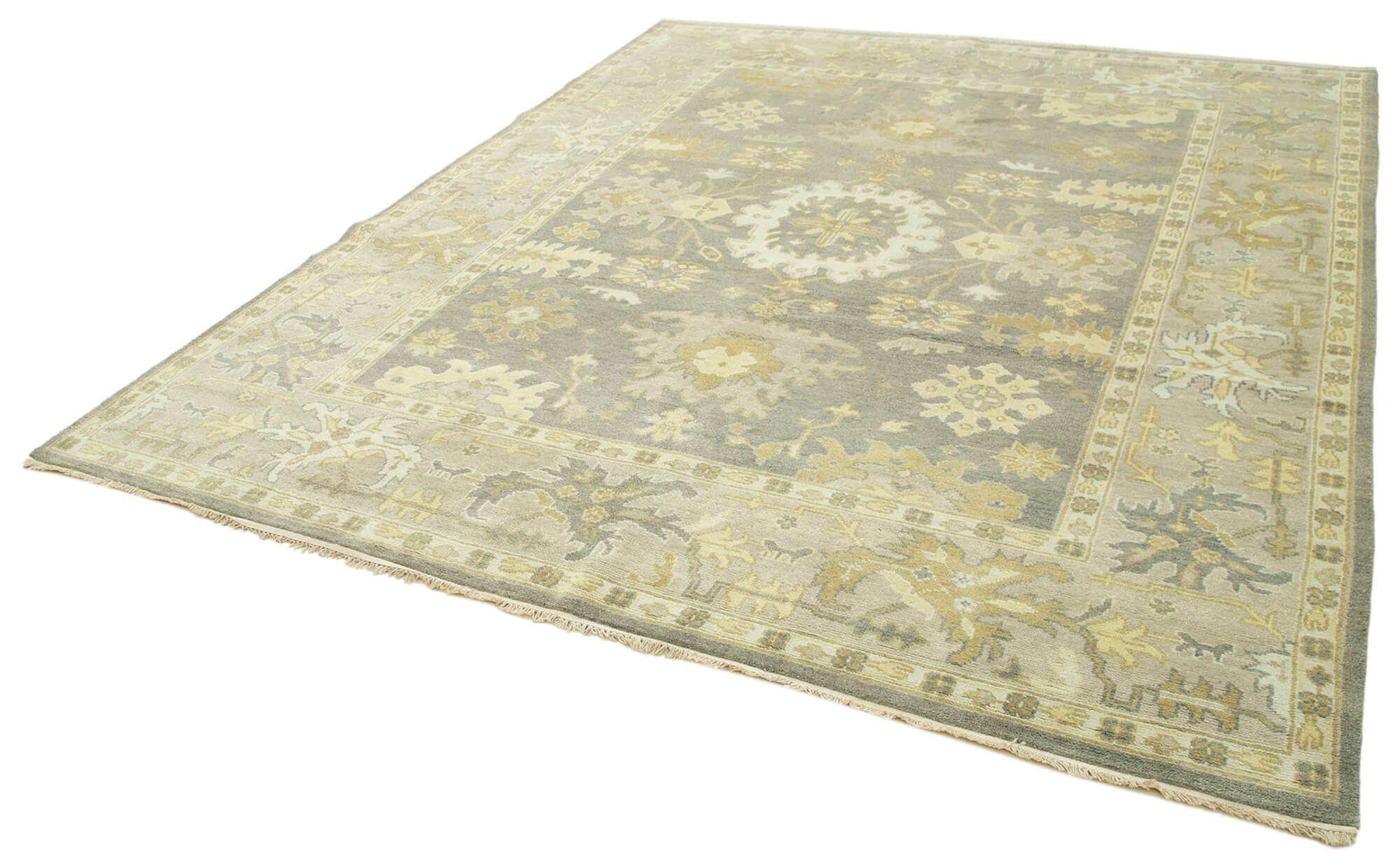 Handmade Wool Area Rug | Tebriz Classic Beige Cotton & Wool Rug 8'4"x9'11"
