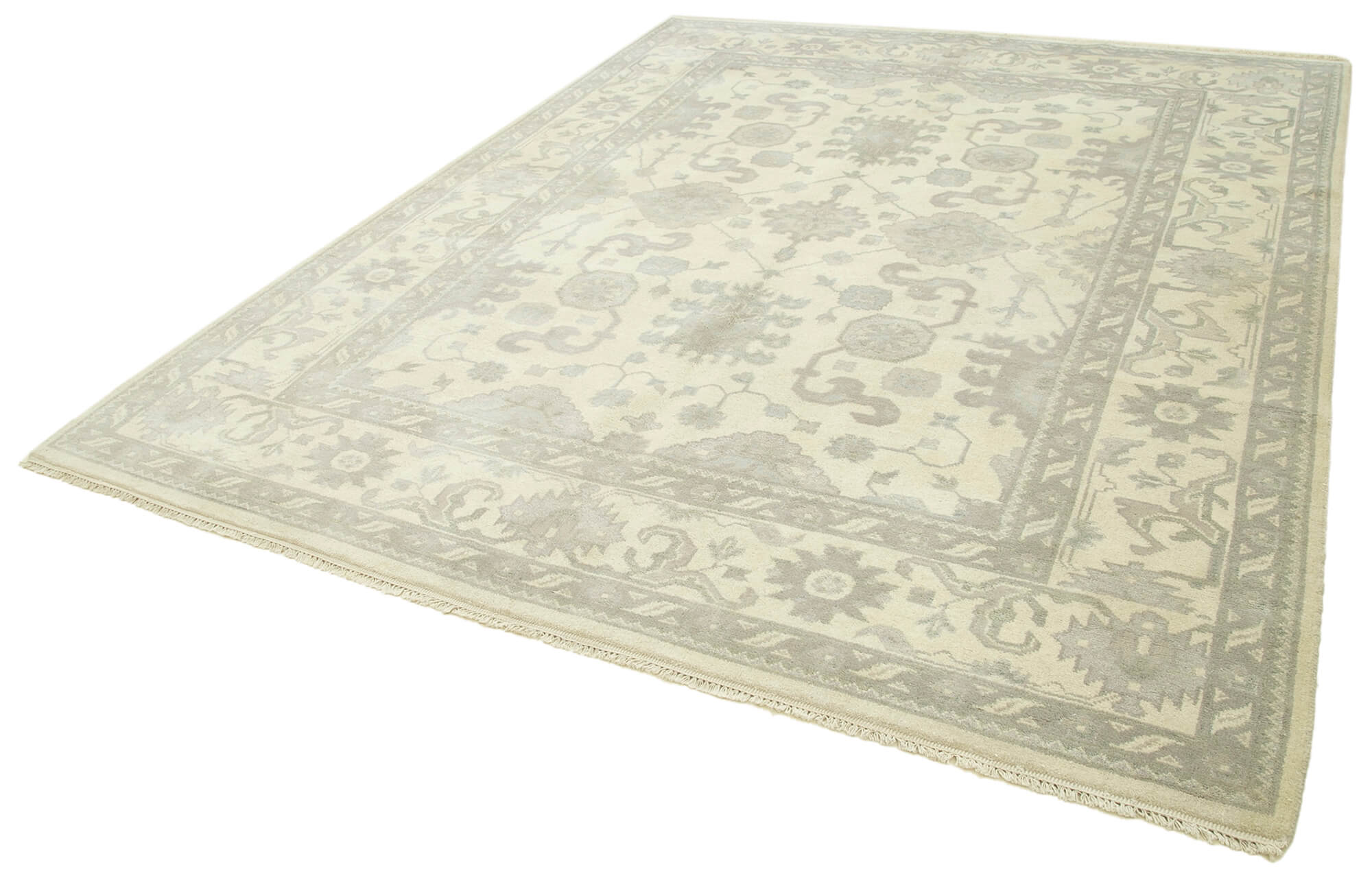 Handmade Wool Area Rug – Classic Cotton Wool Rug 8'3''x10' Beige Vintage Turkish Carpet