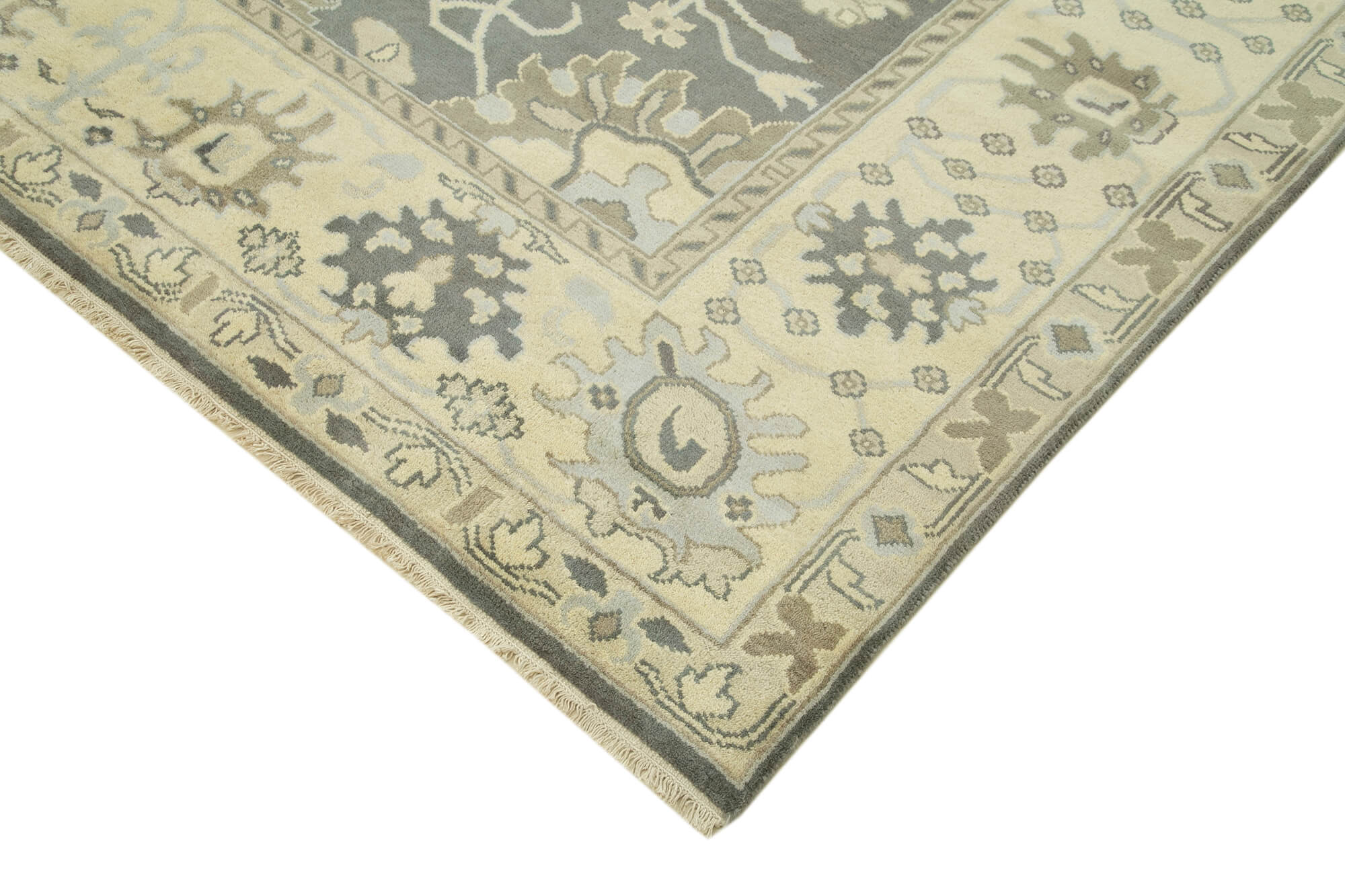 Handmade Wool Area Rug – Classic Beige Turkish Vintage Cotton Wool Rug 8'2''x9'10''
