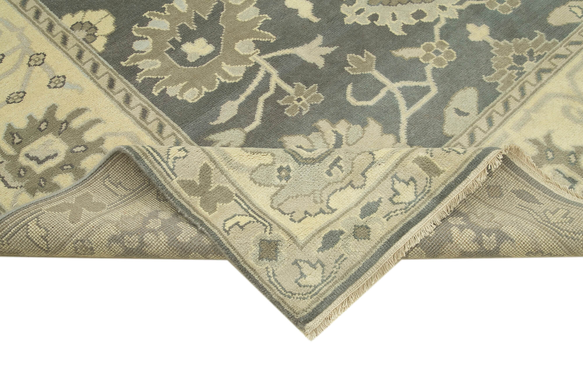 Handmade Wool Area Rug – Classic Beige Turkish Vintage Cotton Wool Rug 8'2''x9'10''