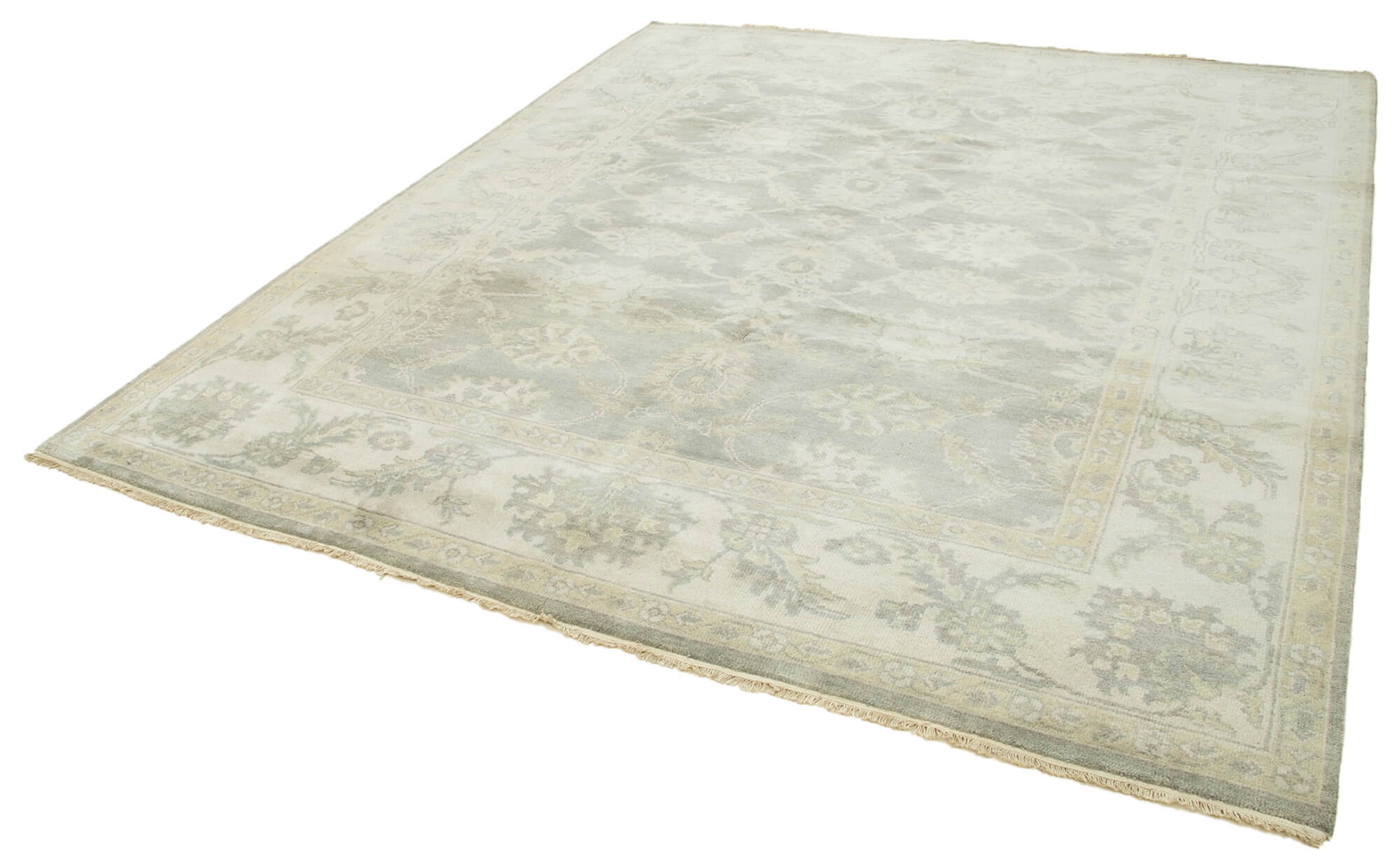 Handmade Wool Area Rug – Tebriz Classic Grey Cotton Wool Rug 8'3''x9'8''
