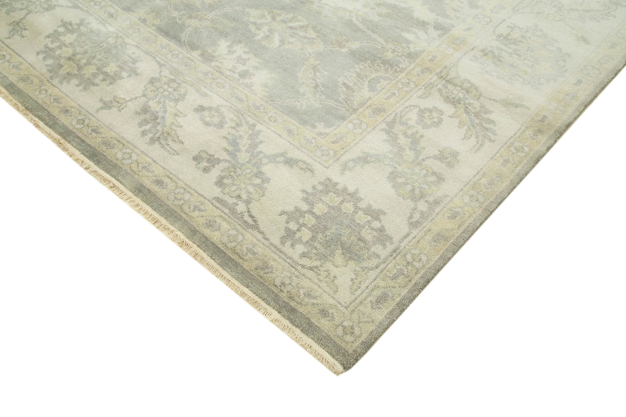 Handmade Wool Area Rug – Tebriz Classic Grey Cotton Wool Rug 8'3''x9'8''
