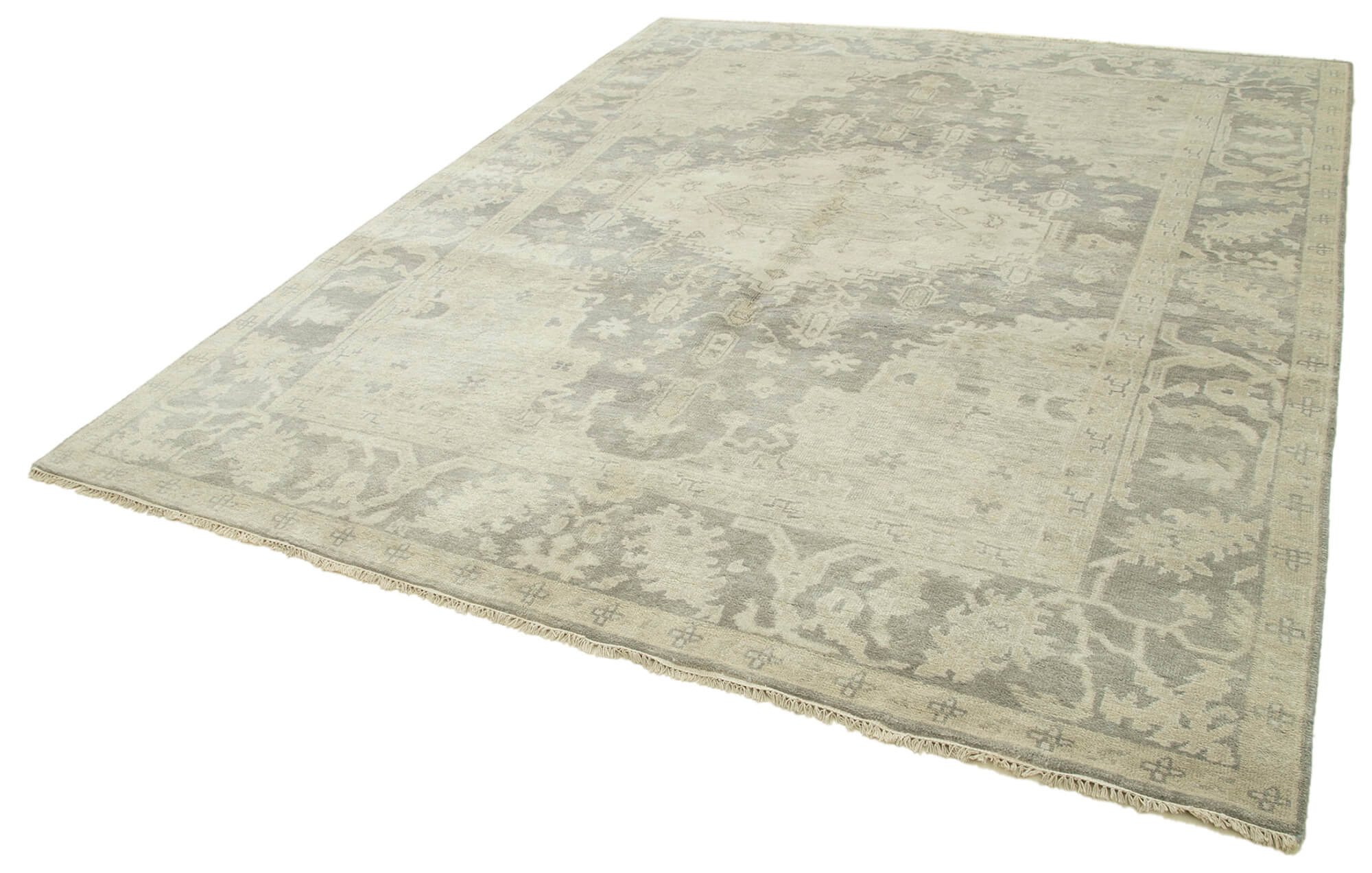 Handmade Wool Area Rug – Classic Beige Rug with Durable Cotton Weave & Soft Wool Texture 8'0''x9'9''