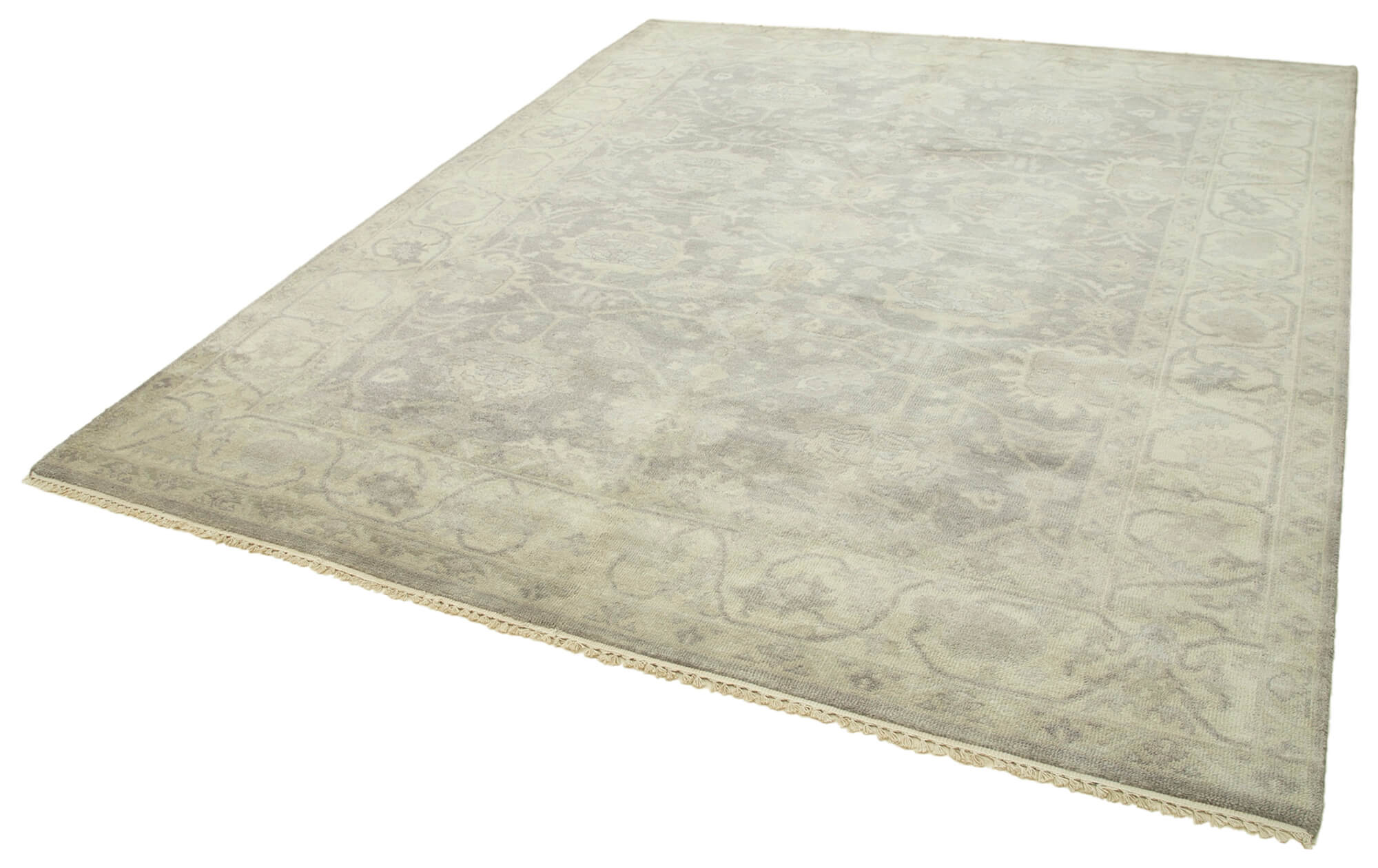 Handmade Wool Area Rug – Classic Beige Turkish Woven Rug 8'1'' x 9'10''