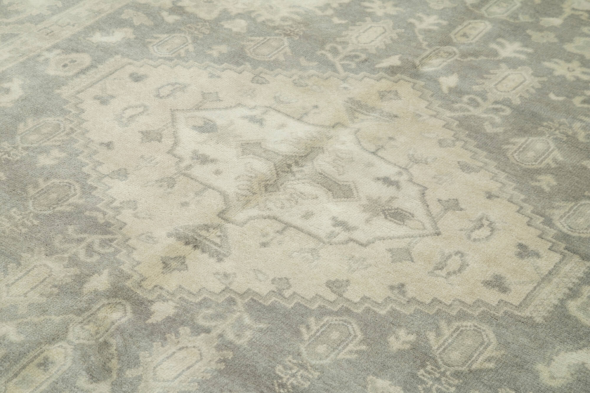 Handmade Wool Area Rug – Tebriz Grey Classic Cotton Rug 7x9 Feet Vintage Carpet