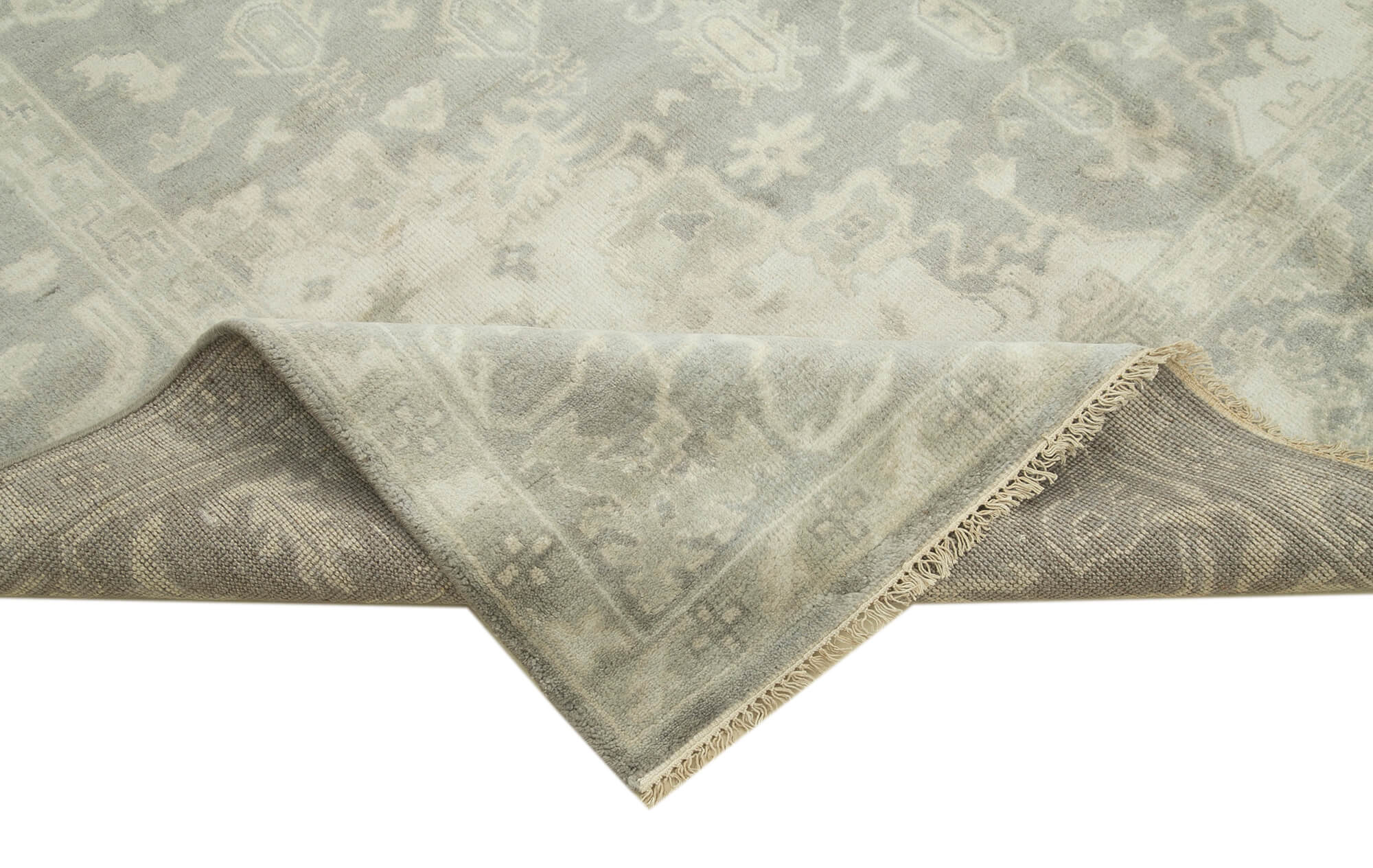 Handmade Wool Area Rug – Tebriz Grey Classic Cotton Rug 7x9 Feet Vintage Carpet