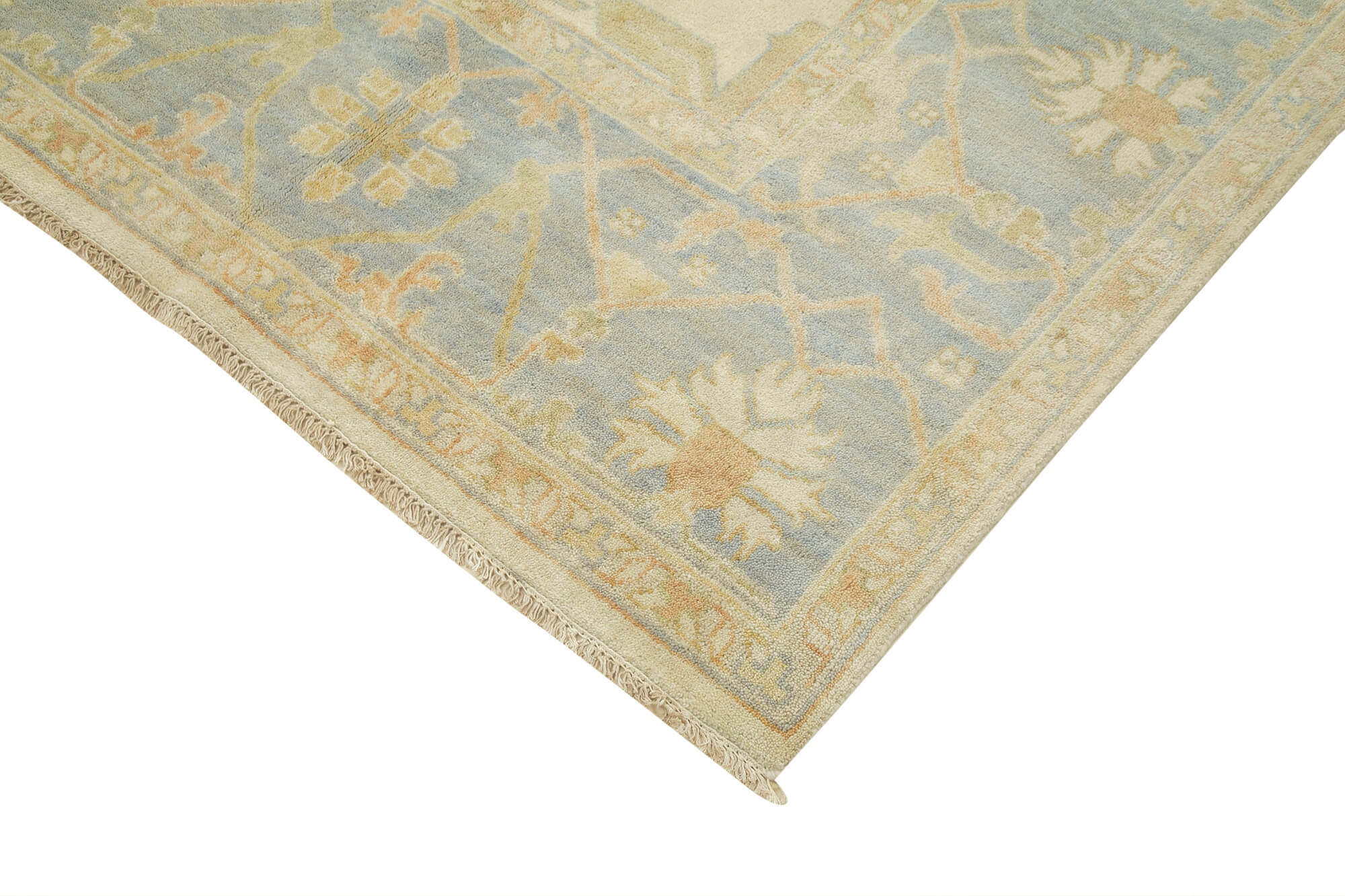 Handmade Wool Area Rug – Tebriz Classic Beige Cotton Wool Carpet 9'3''x11'10''