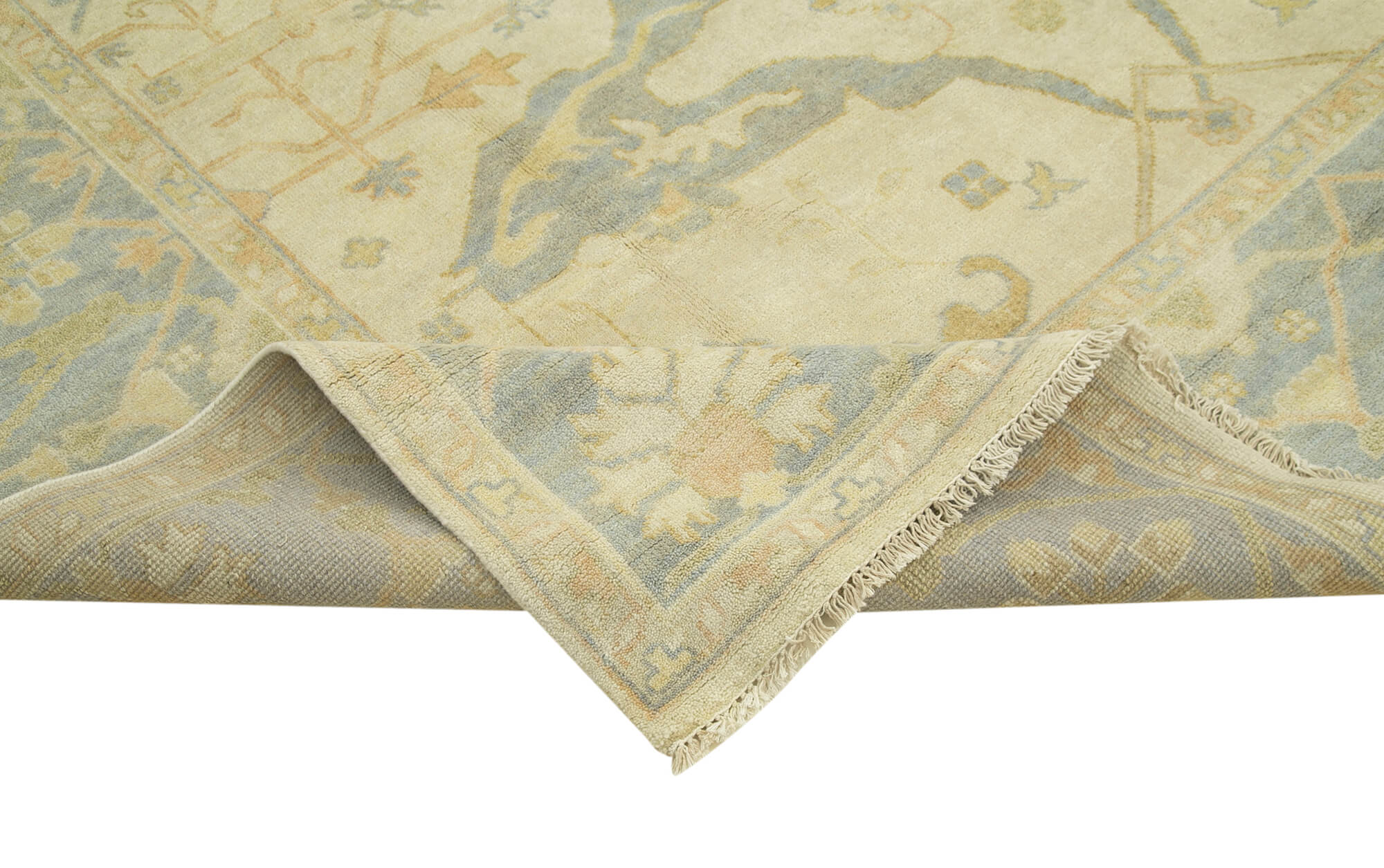 Handmade Wool Area Rug – Tebriz Classic Beige Cotton Wool Carpet 9'3''x11'10''
