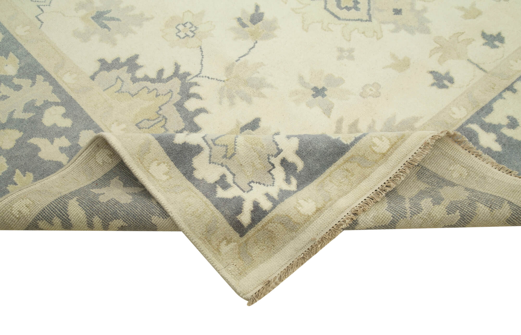 Handmade Area Rug – Classic Beige Cotton Wool Turkish Vintage Carpet 8'11''x11'11''