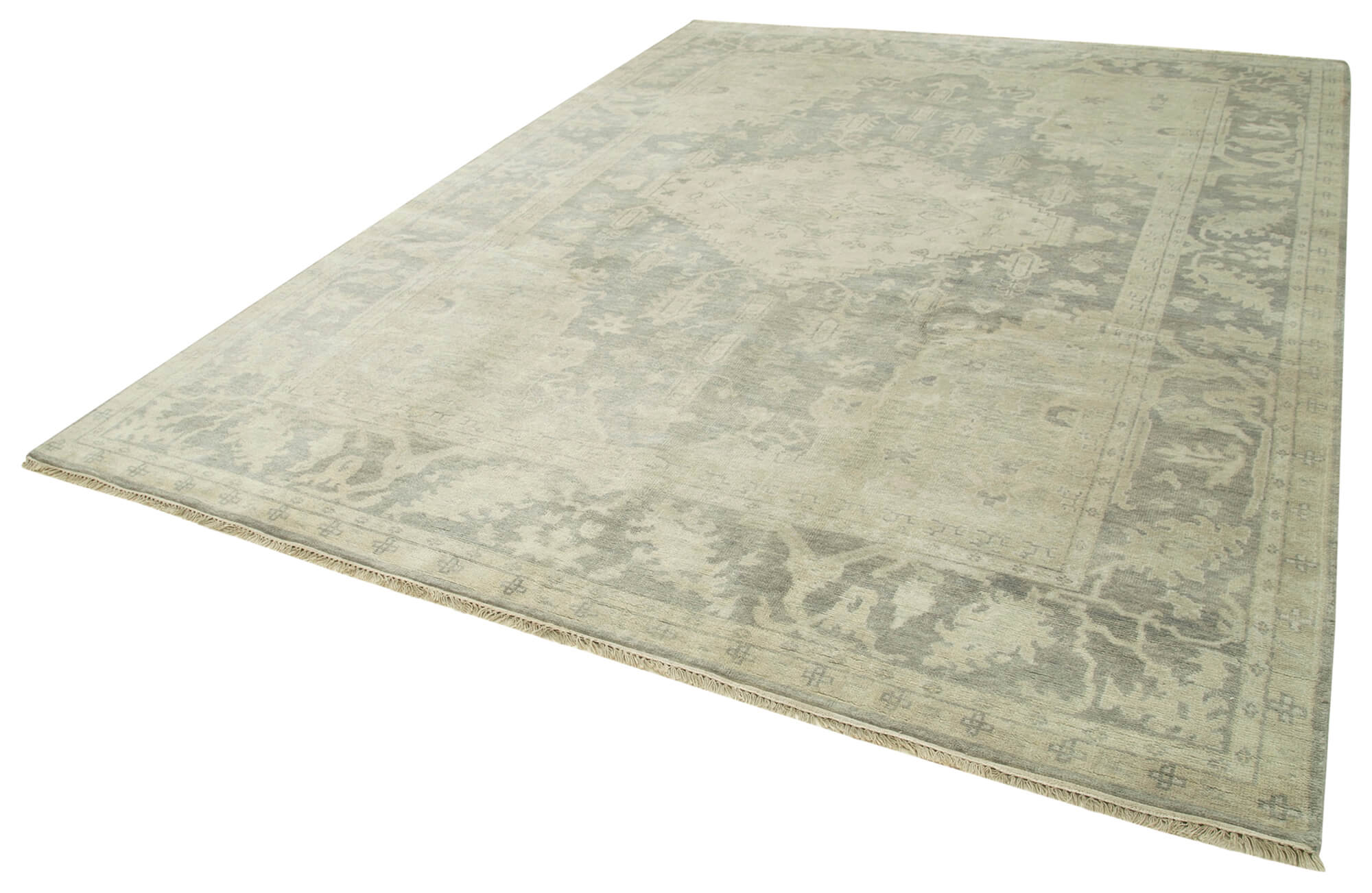 Handmade Wool Area Rug – Tebriz Classic Beige Cotton Wool Rug 8'11''x11'10''