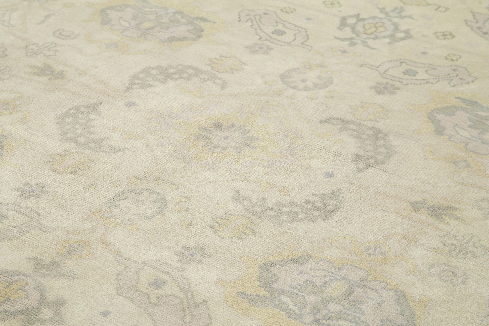 Handmade Area Rug – Classic Beige Wool Cotton Turkish Vintage Carpet 9'3''x11'11''
