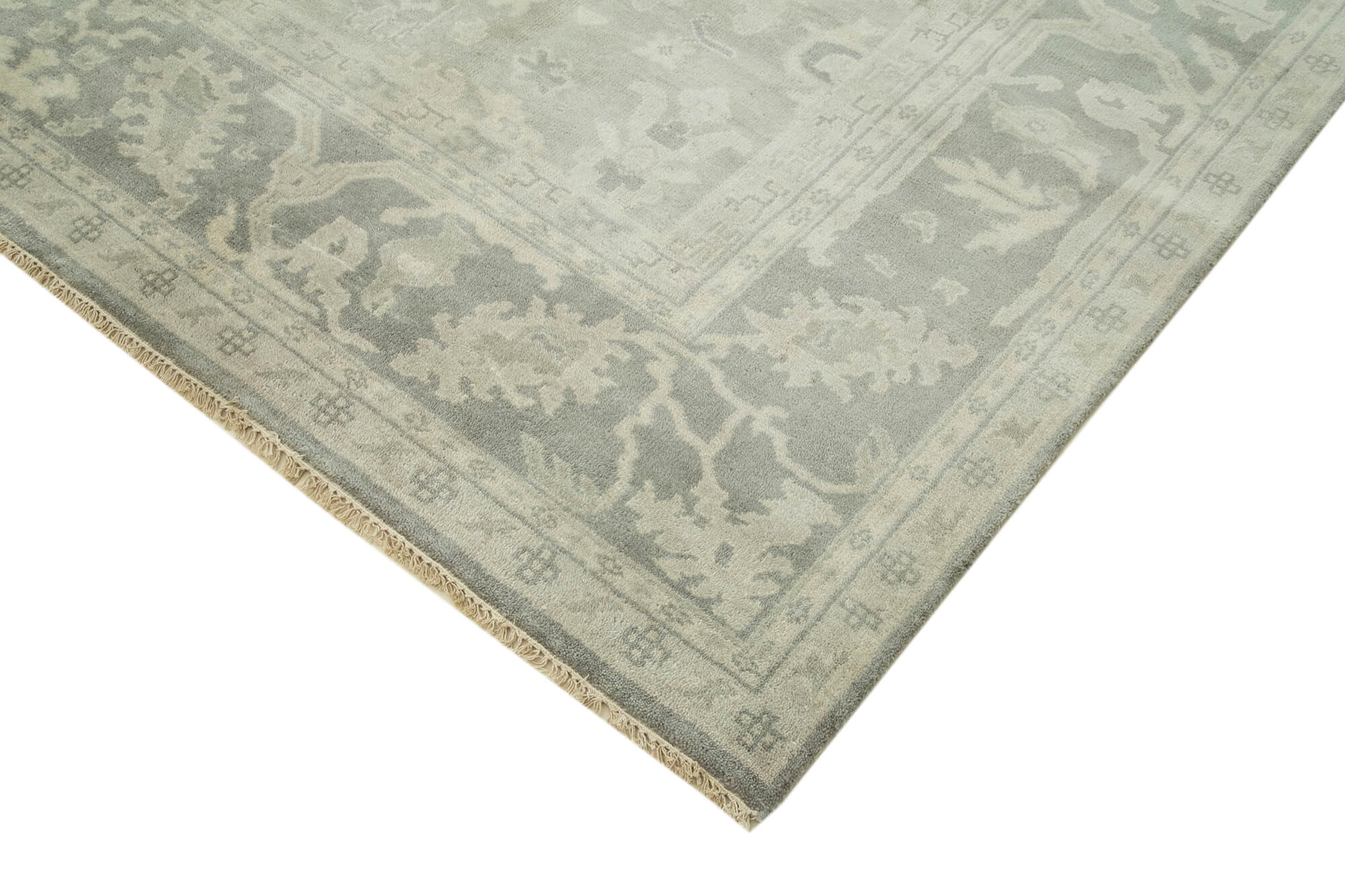 Handmade Wool Area Rug – Tebriz Grey Classic Cotton Wool Blend 9'1''x12'0''