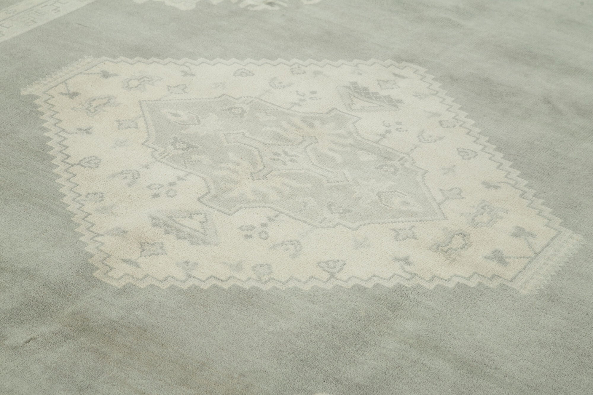 Handmade Wool Area Rug – Tebriz Grey Classic Cotton Wool Blend 9'1''x12'0''