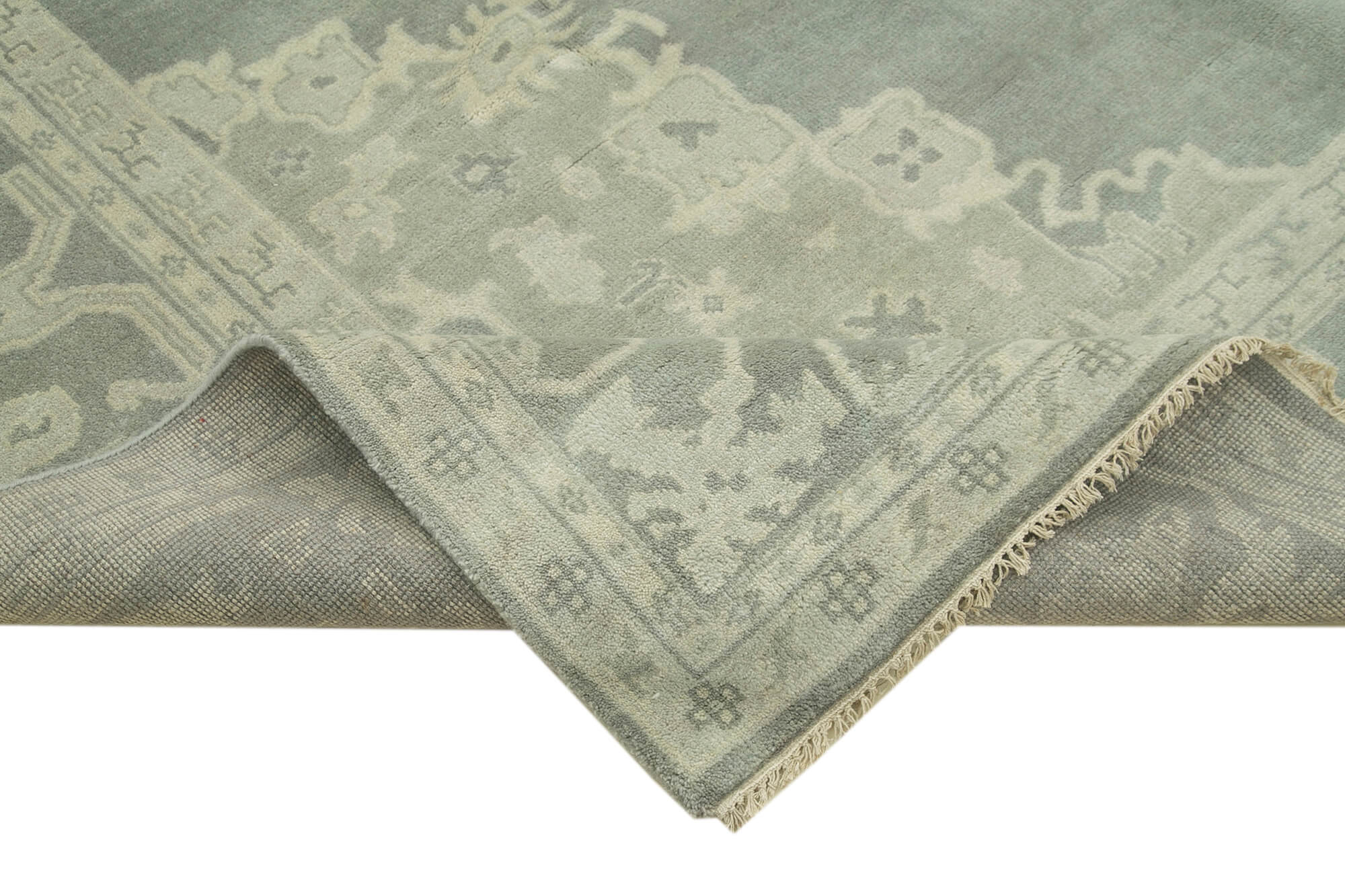 Handmade Wool Area Rug – Tebriz Grey Classic Cotton Wool Blend 9'1''x12'0''
