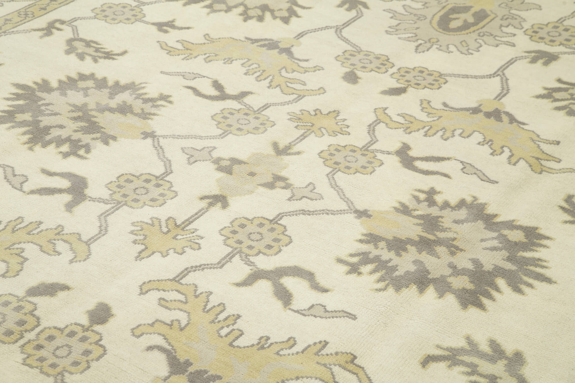 Handmade Wool Area Rug – Tebriz Classic Beige Cotton Wool Rug 9'1''x12'
