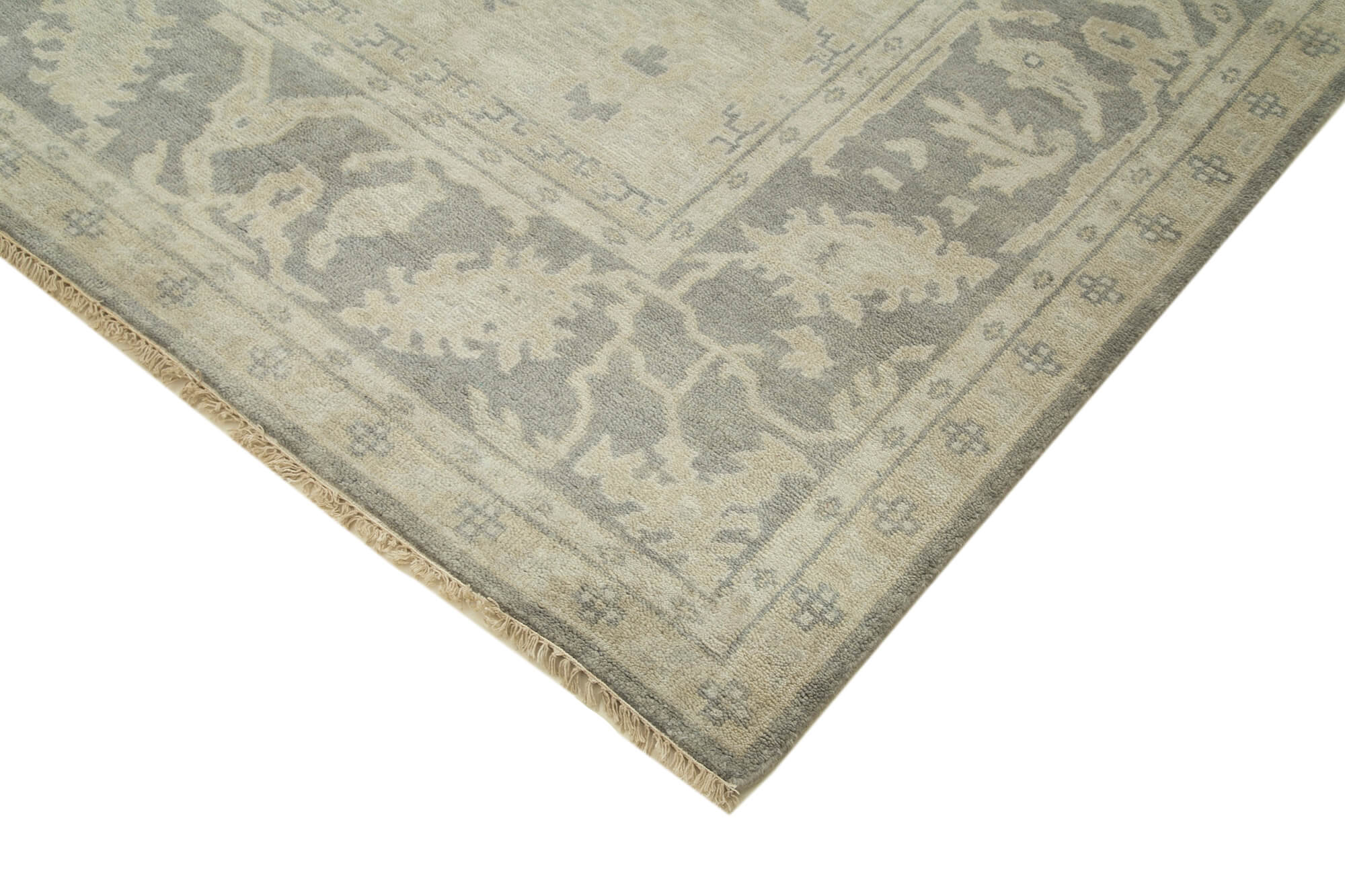 Handmade Cotton Wool Rug – Classic Area Rug | Beige Wool Carpet 9'3''x11'11''