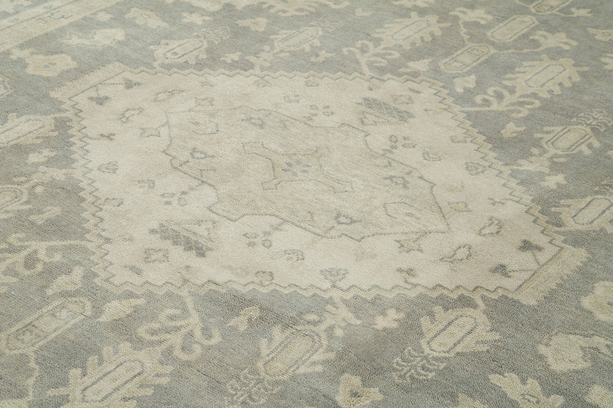 Handmade Cotton Wool Rug – Classic Area Rug | Beige Wool Carpet 9'3''x11'11''