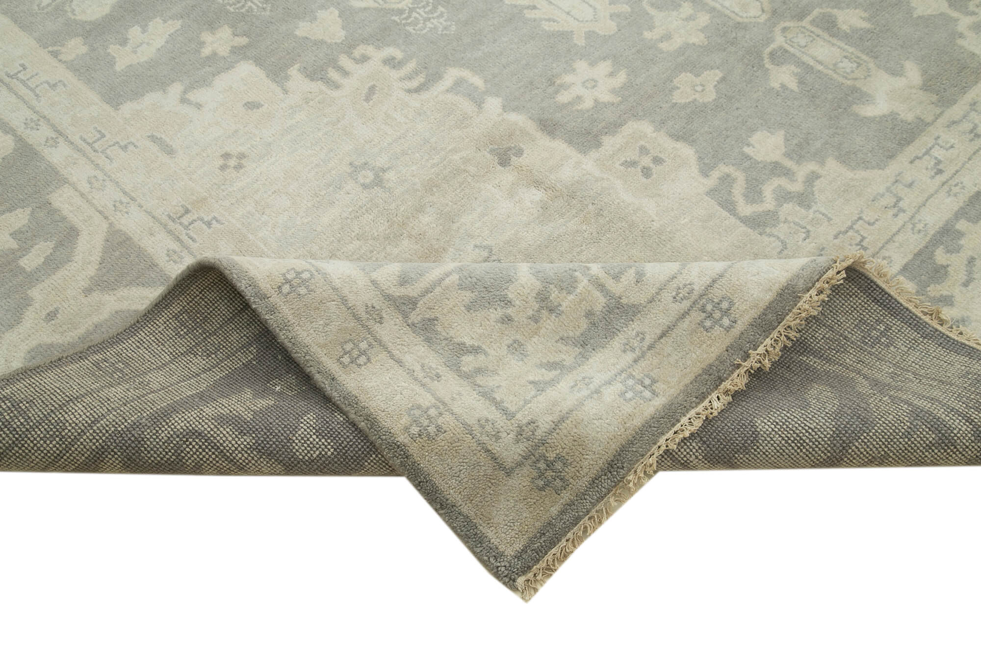 Handmade Cotton Wool Rug – Classic Area Rug | Beige Wool Carpet 9'3''x11'11''