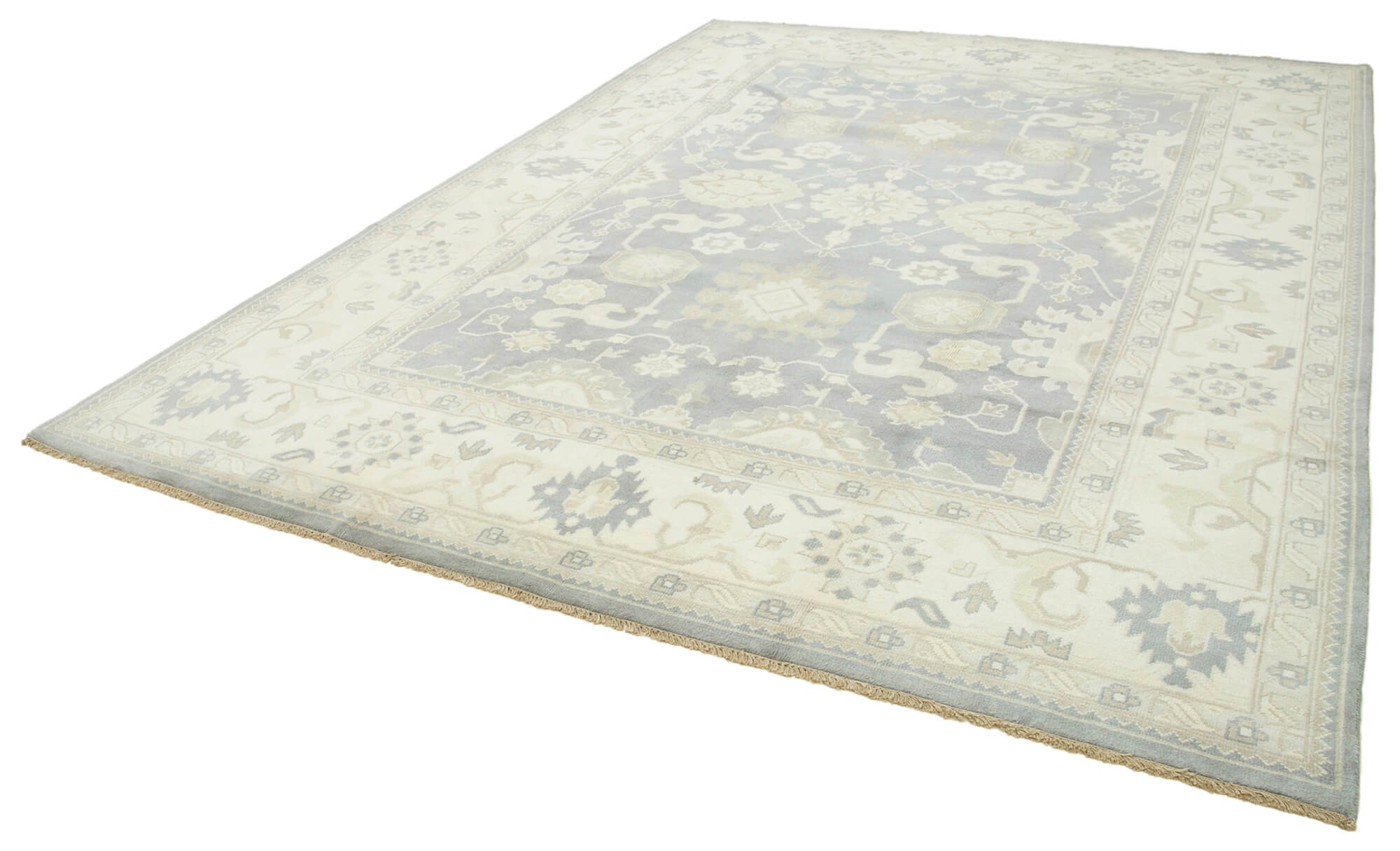 Handmade Area Rug – Classic Beige Wool and Cotton Rug 9'1''x11'11''