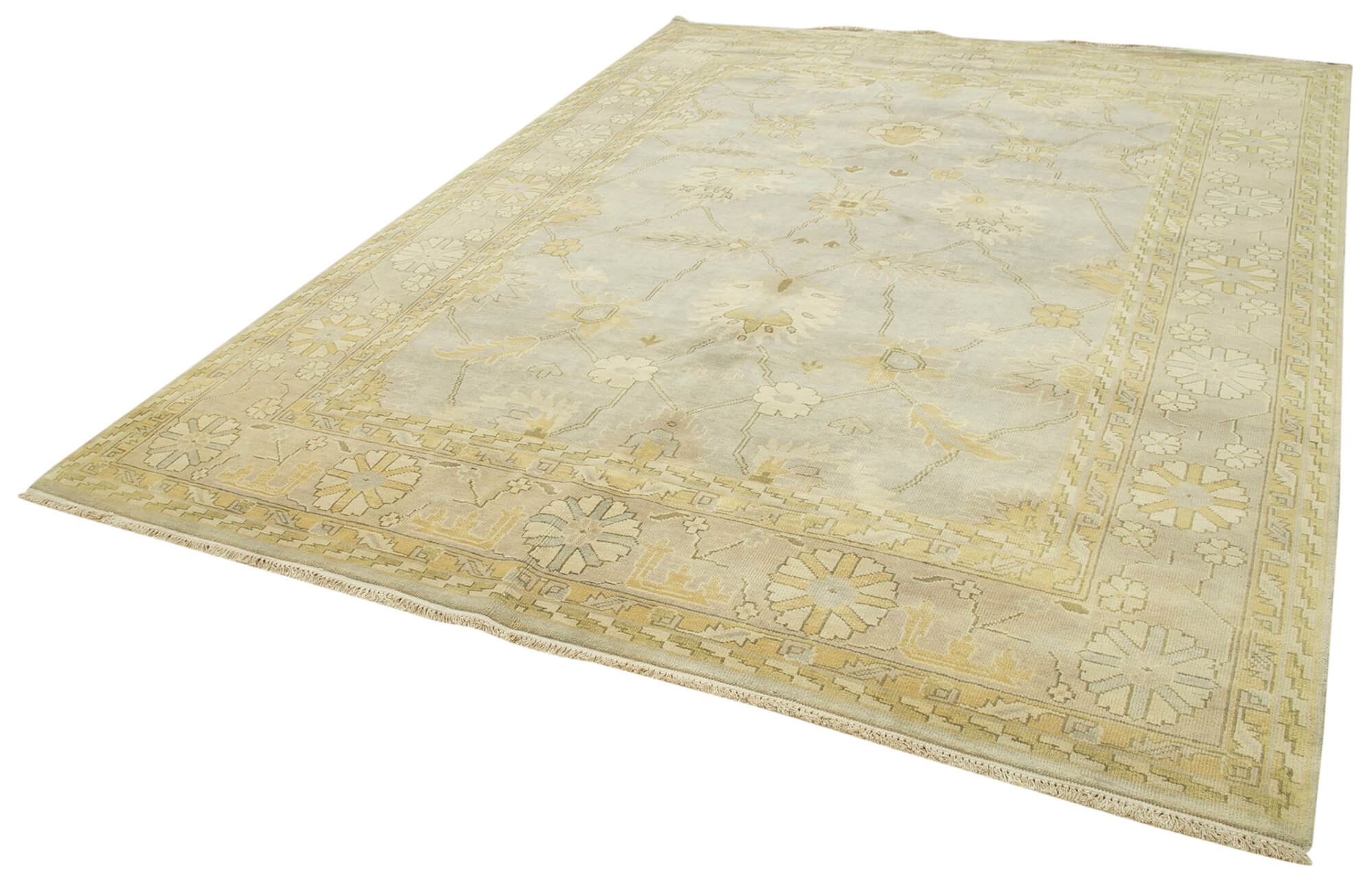 Handmade Wool Area Rug – Tebriz Classic Beige 7'11''x10'2'' Cotton Wool Rug