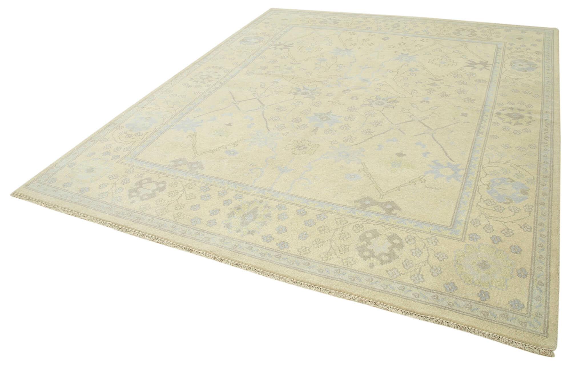 Handmade Wool Area Rug – Classic Beige Cotton Wool Carpet 8'1'' x 9'11''