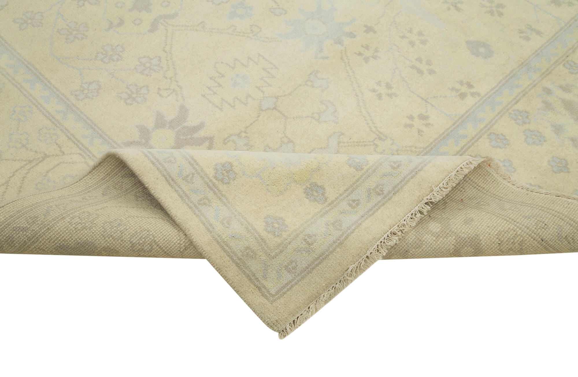 Handmade Wool Area Rug – Classic Beige Cotton Wool Carpet 8'1'' x 9'11''