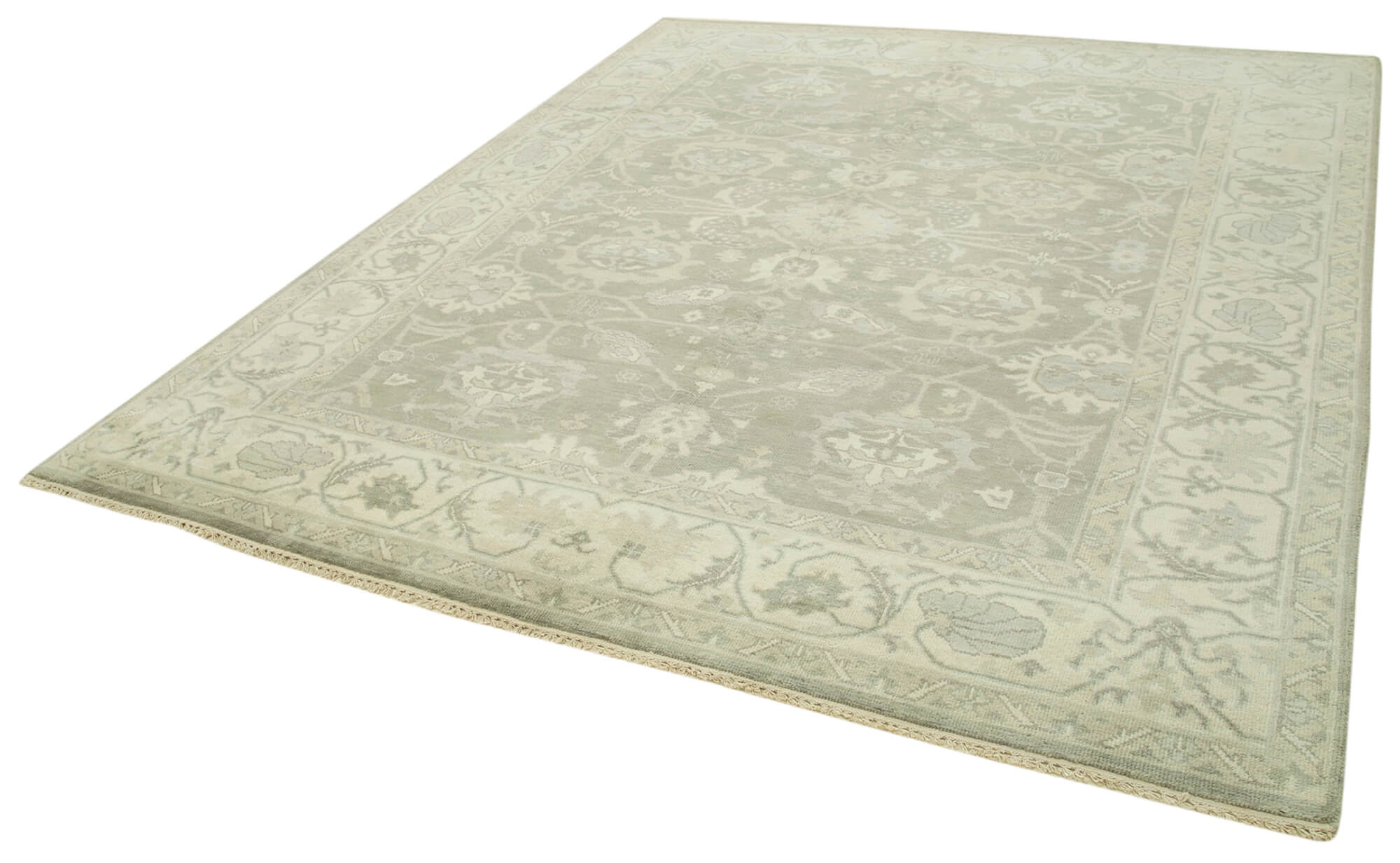 Handmade Wool Area Rug – Tebriz Classic Beige Cotton Wool Rug 8'0''x9'7''