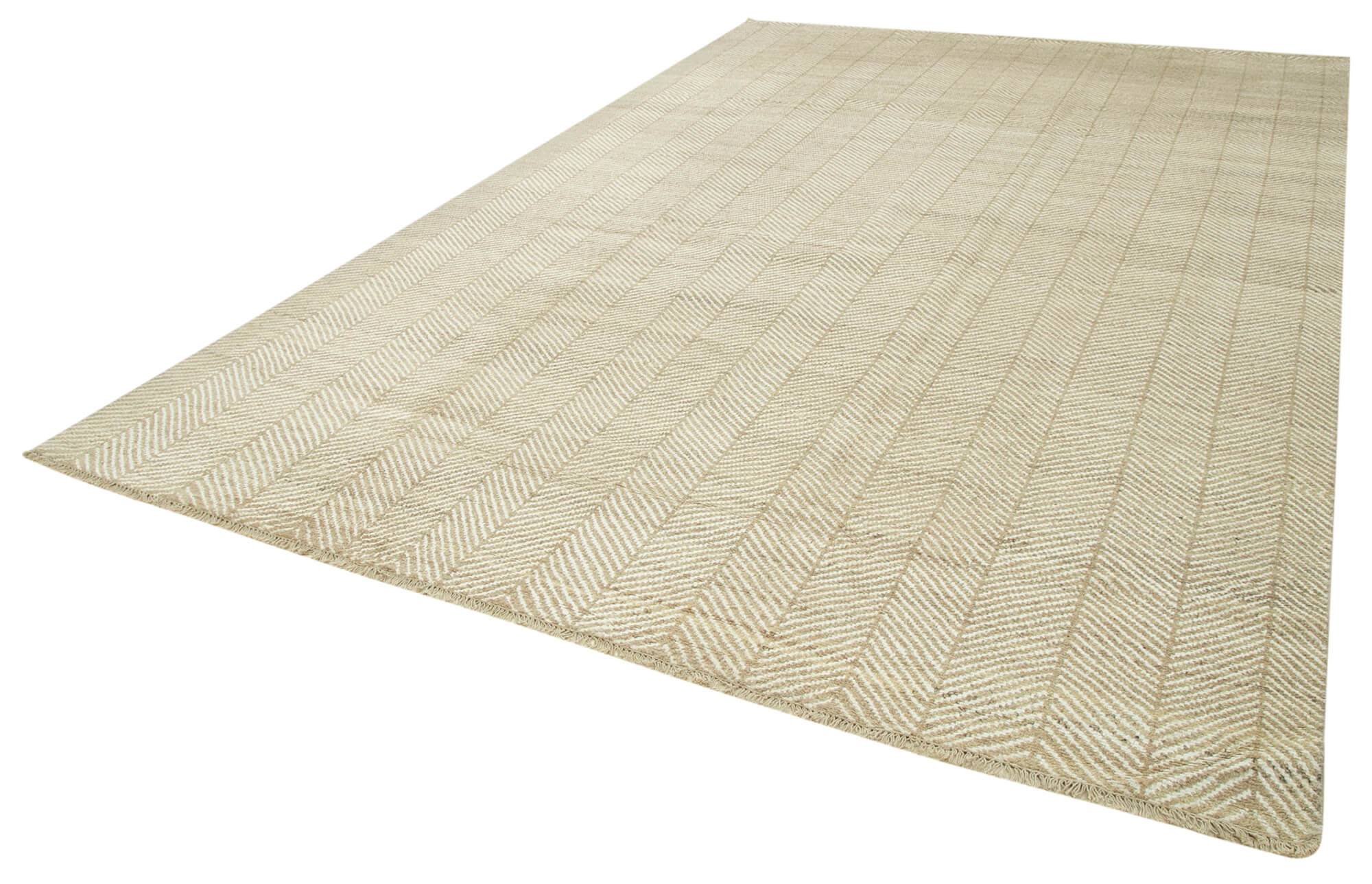 Handmade Wool Area Rug – Tebriz Classic Beige Cotton Wool Carpet 9'5''x14'1''