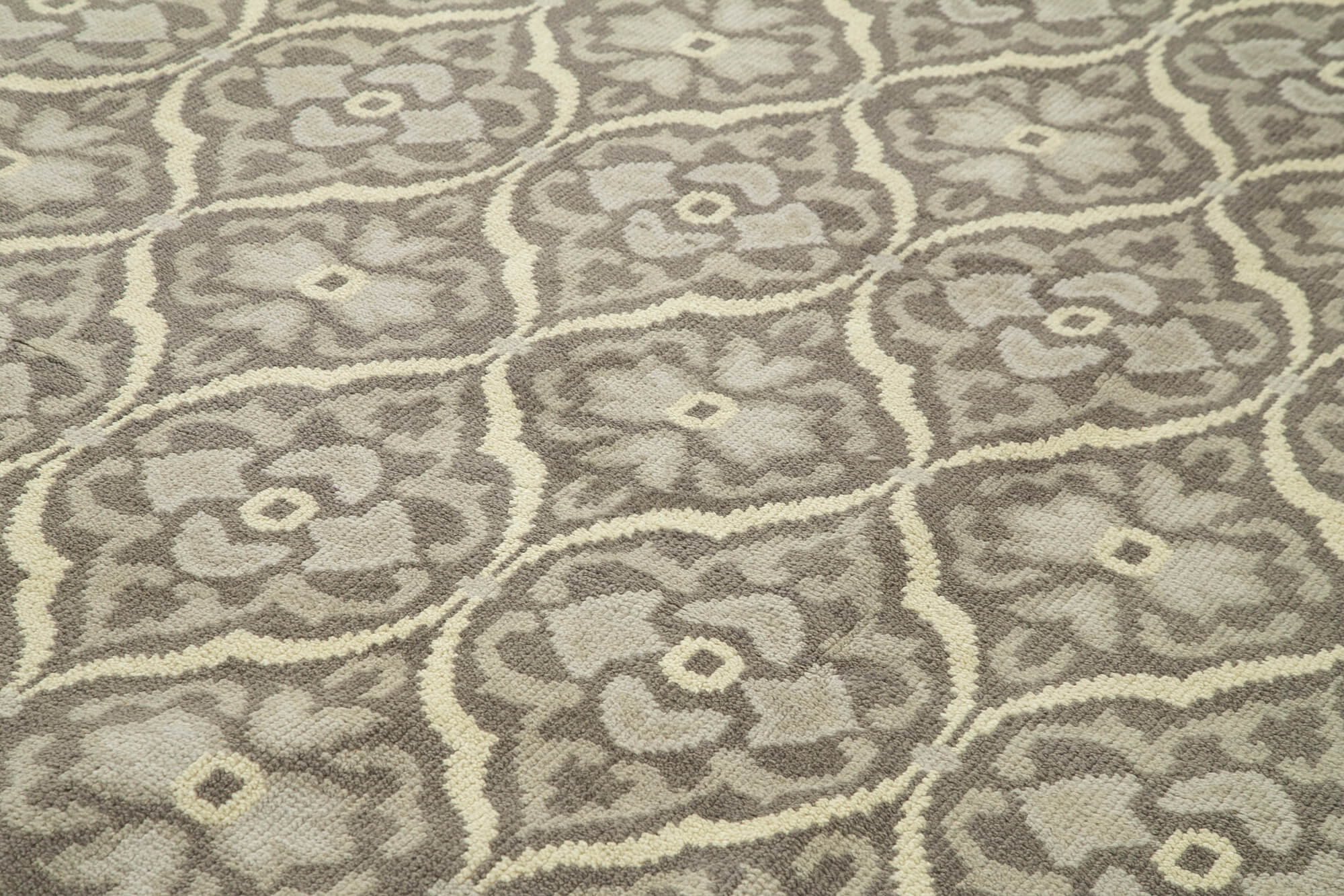 Handmade Wool Area Rug - Tebriz Grey Classic Cotton Wool Durable Carpet 9'10''x13'9''