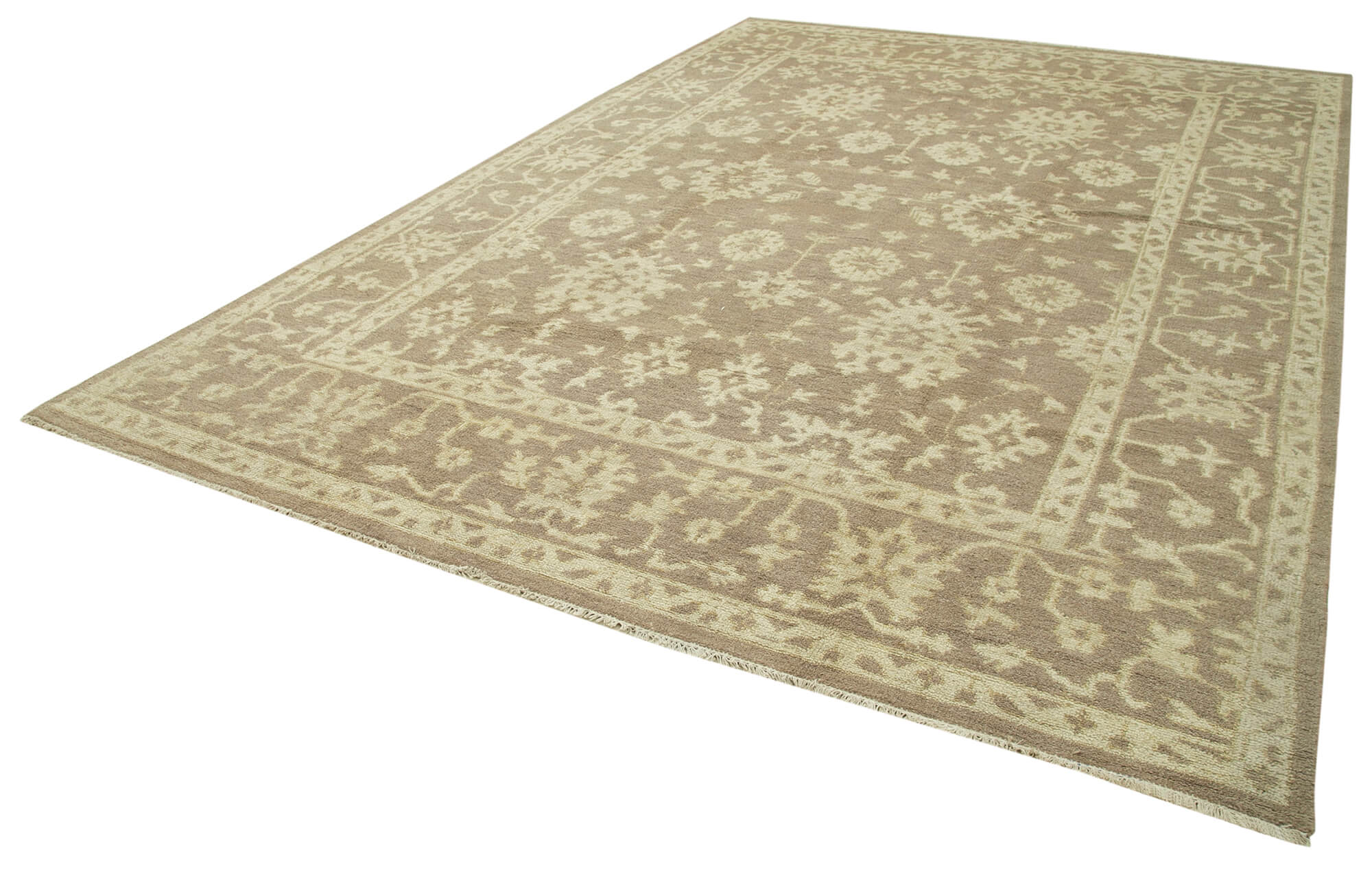 Handmade Wool Area Rug – Classic Beige Carpet Cotton Wool Rug 9'4''x13'7''