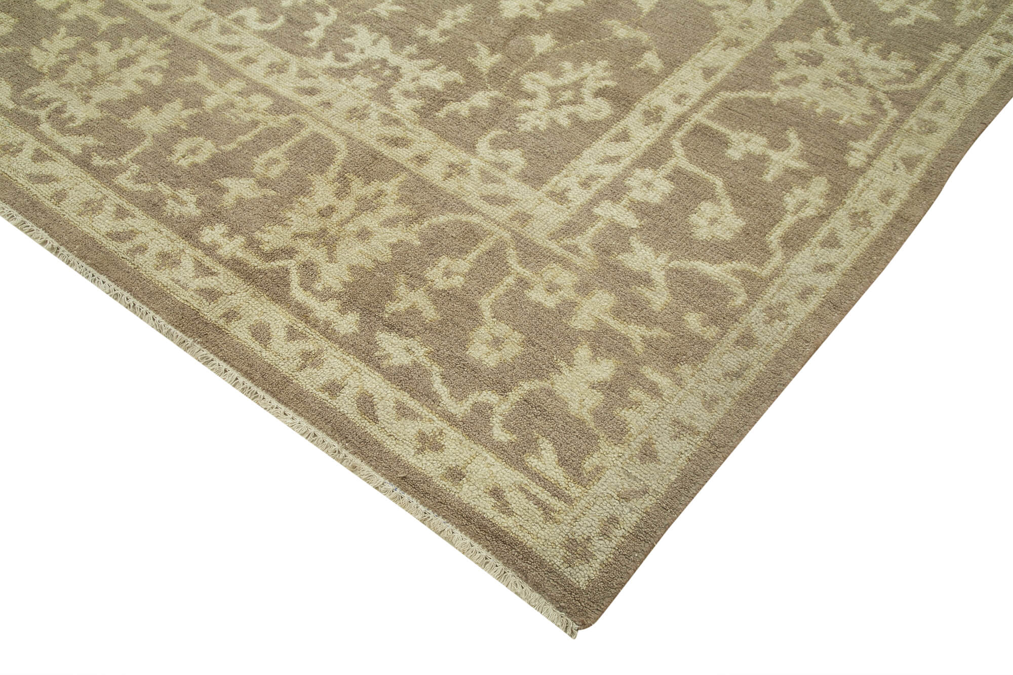 Handmade Wool Area Rug – Classic Beige Carpet Cotton Wool Rug 9'4''x13'7''