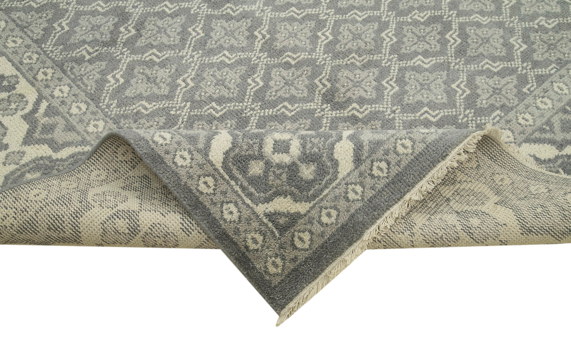 Handmade Wool Area Rug – Classic Grey Rug | Durable Cotton Wool Carpet 9'10''x13'10''