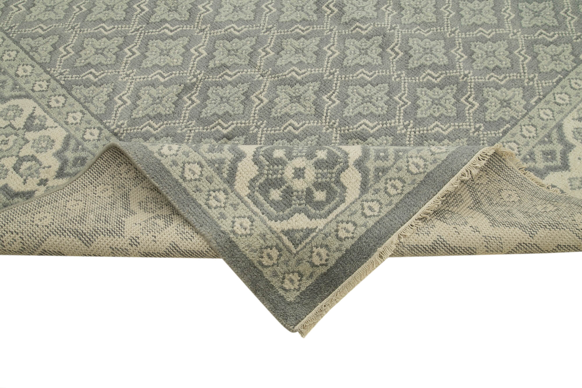 Handmade Wool Area Rug | Tebriz Grey Classic Cotton Vintage Turkish Carpet 8'10''x11'8''
