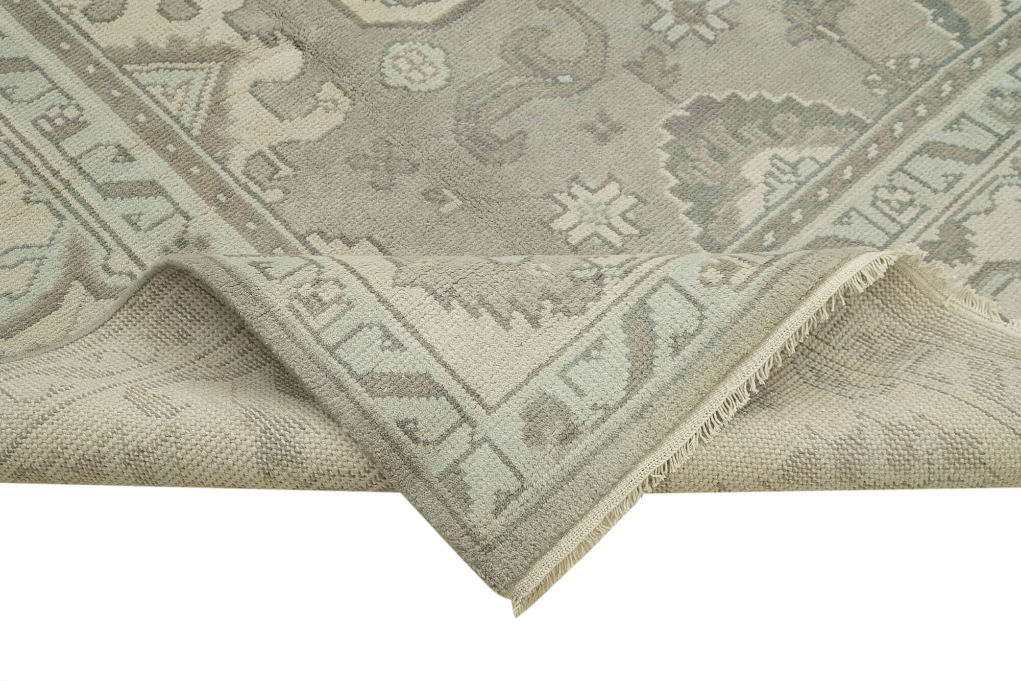 Handmade Area Rug – Classic Beige Turkish Hand Knotted Wool & Cotton Carpet 9x12