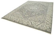 Handmade Wool Area Rug – Tebriz Grey Classic Cotton Rug 8'10''x11'11'' | Turkish Vintage