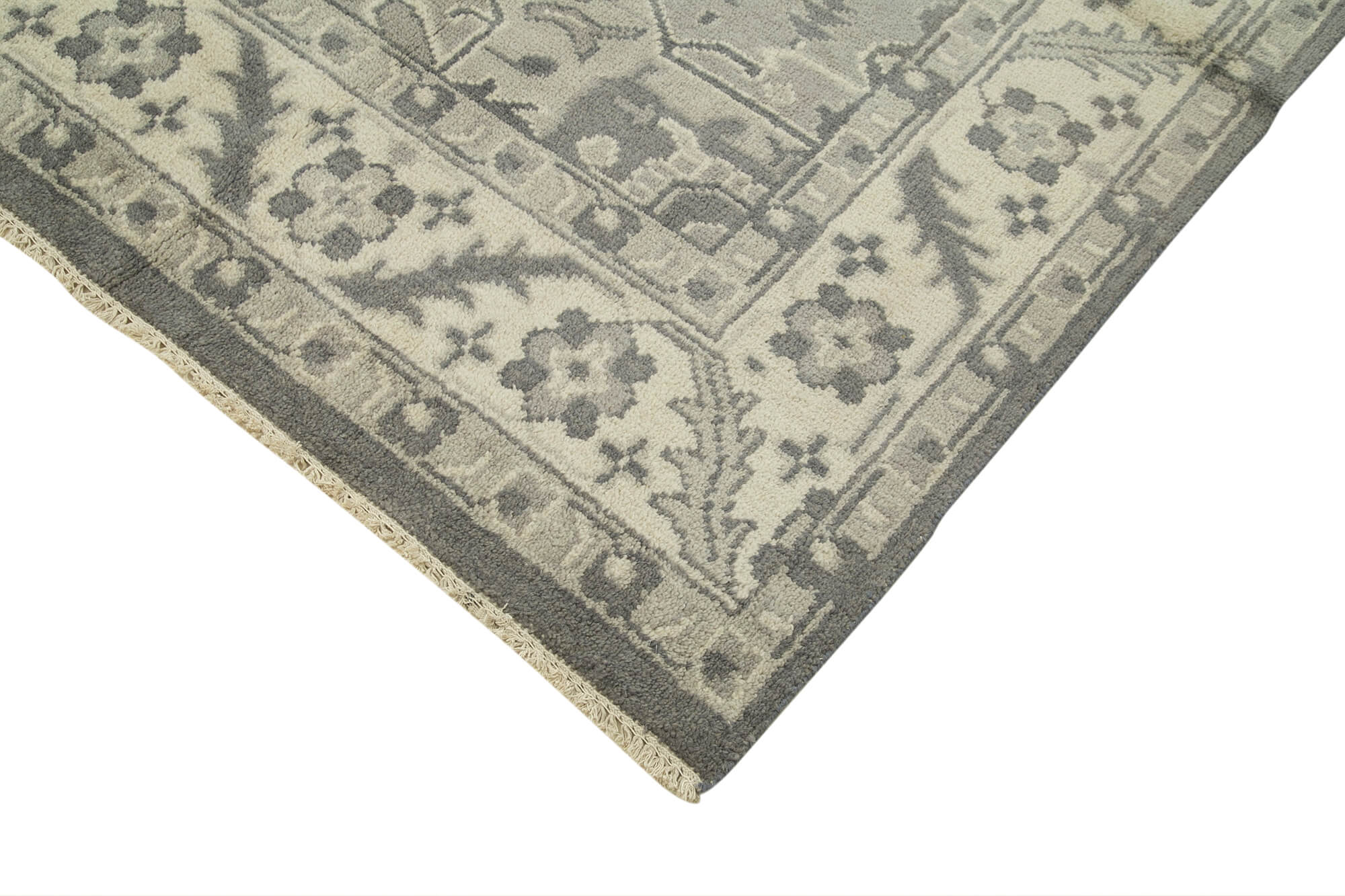 Handmade Wool Area Rug – Tebriz Grey Classic Cotton Rug 8'10''x11'11'' | Turkish Vintage