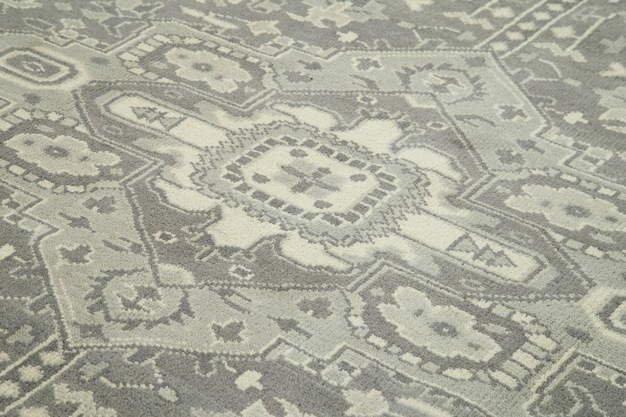 Handmade Wool Area Rug – Tebriz Grey Classic Cotton Rug 8'10''x11'11'' | Turkish Vintage